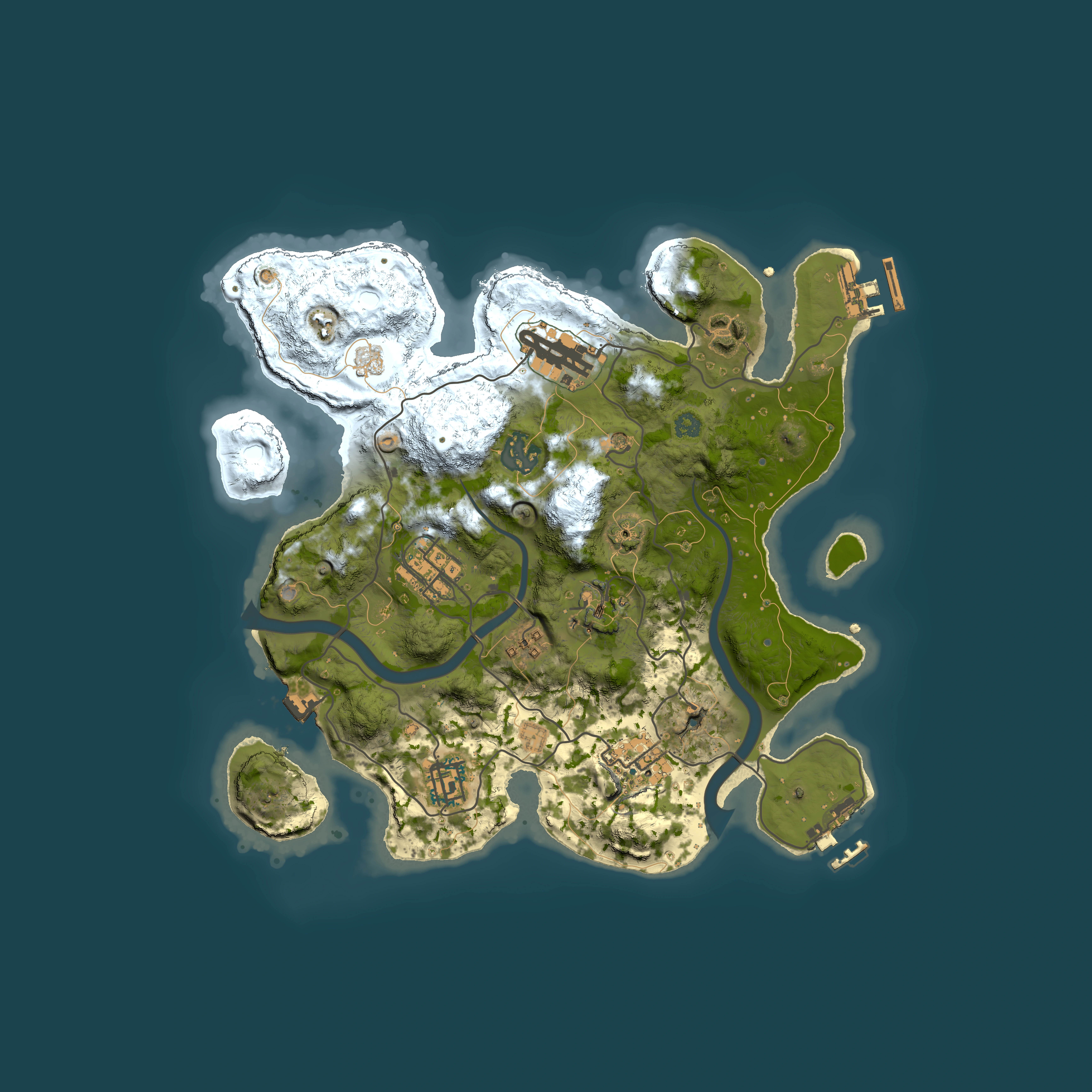 Full top-down render of Rust map seed 874832314, 3000x3000m