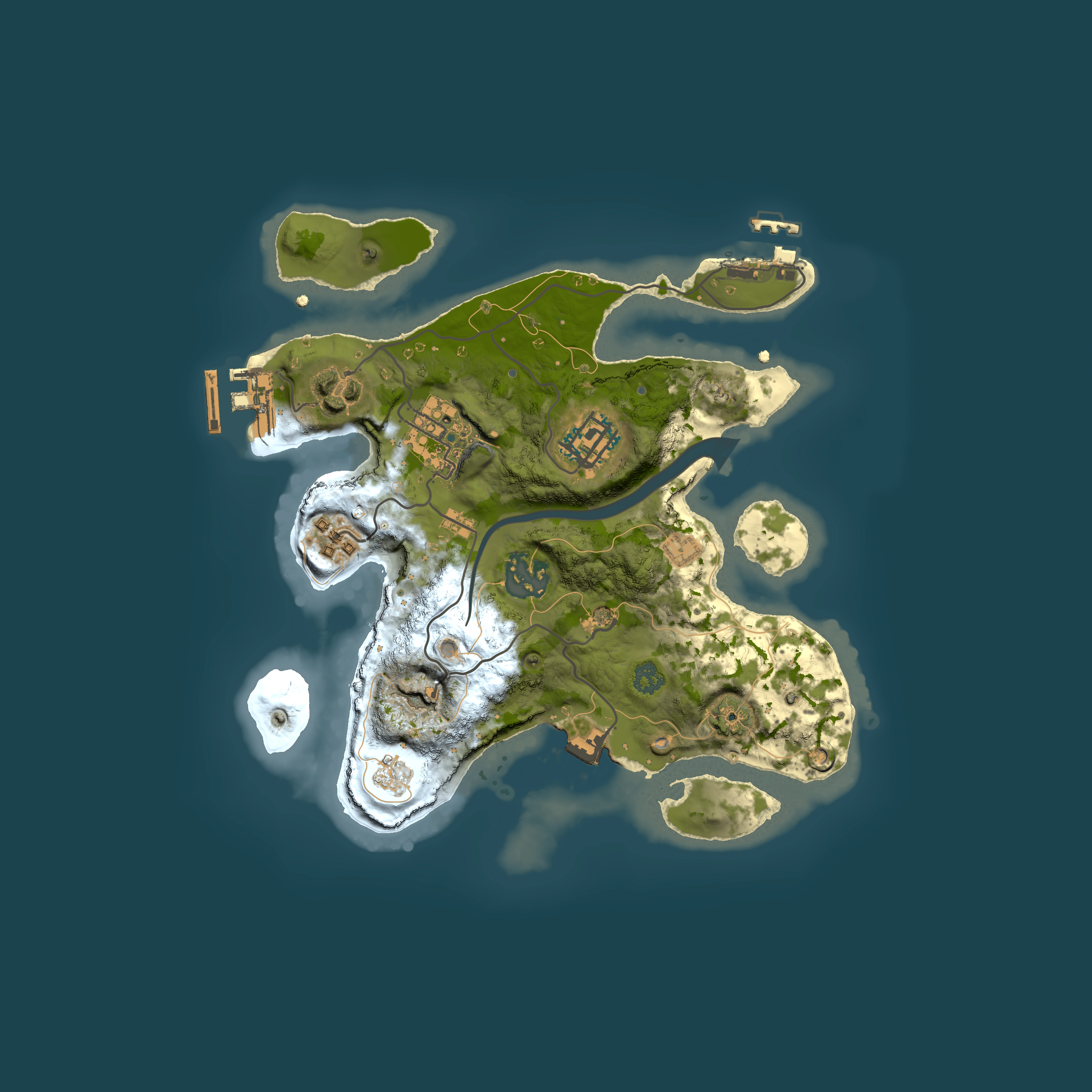 Full top-down render of Rust map seed 1049017477, 2500x2500m