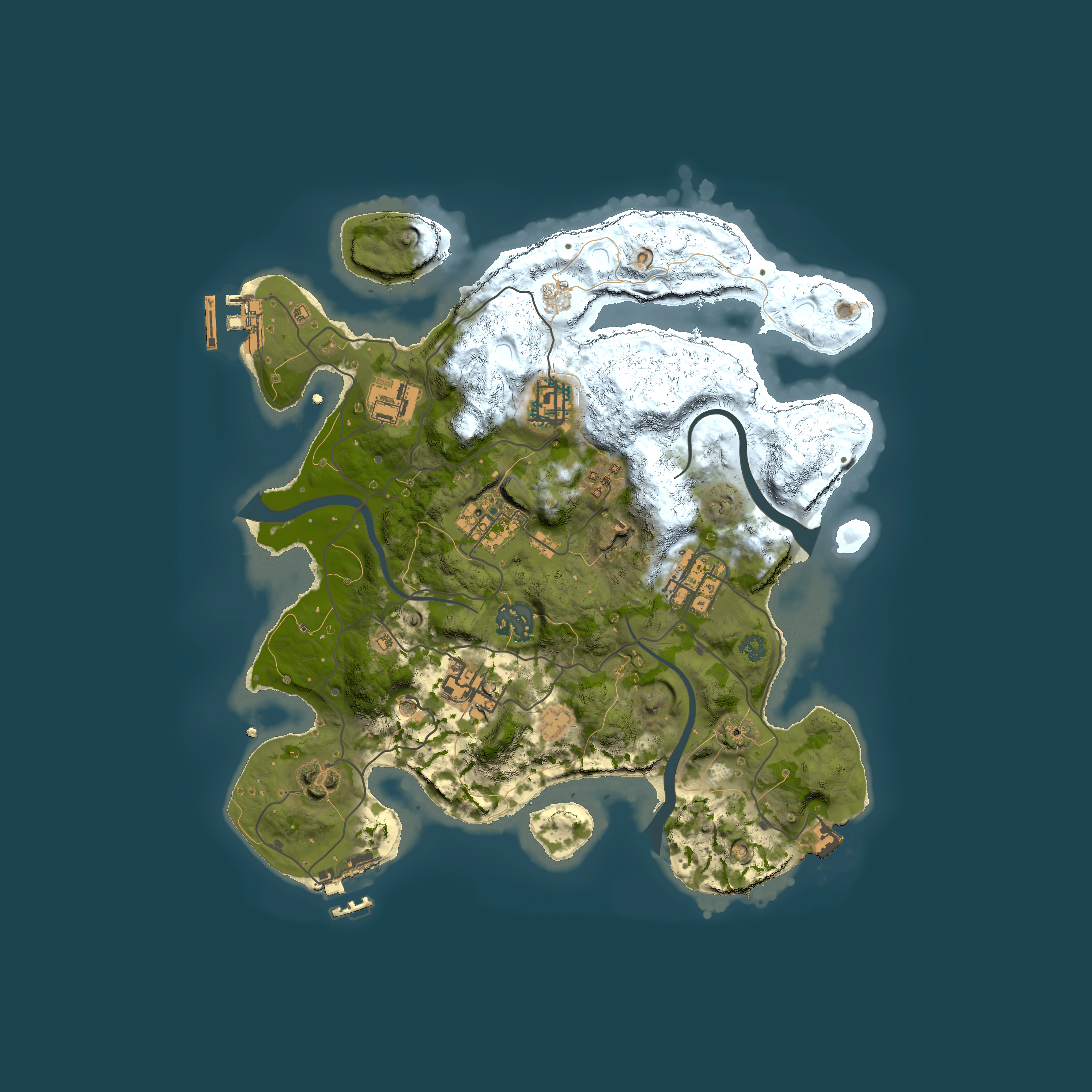 Full top-down render of Rust map seed 1609308690, 3000x3000m