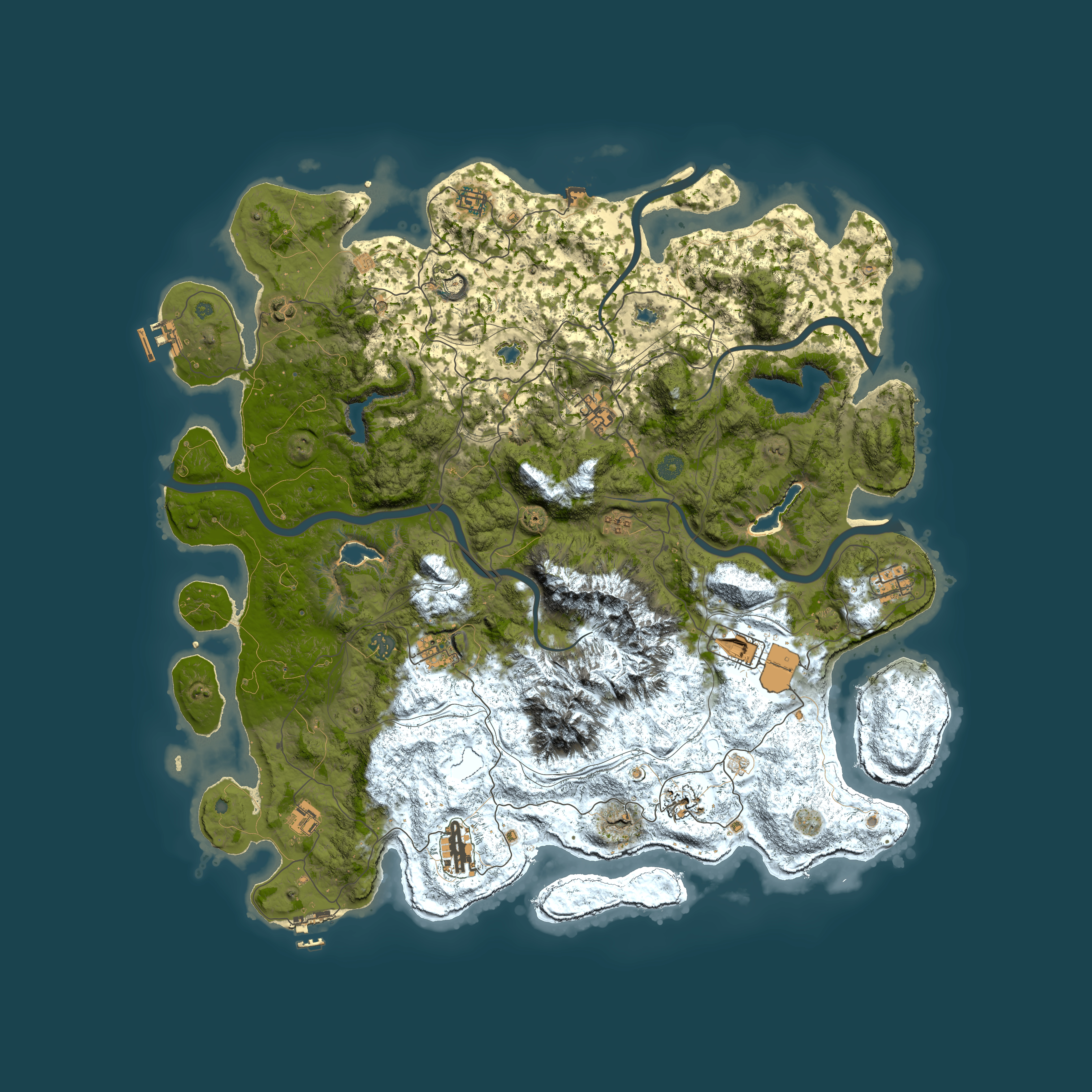 Full top-down render of Rust map seed 156877901, 5000x5000m