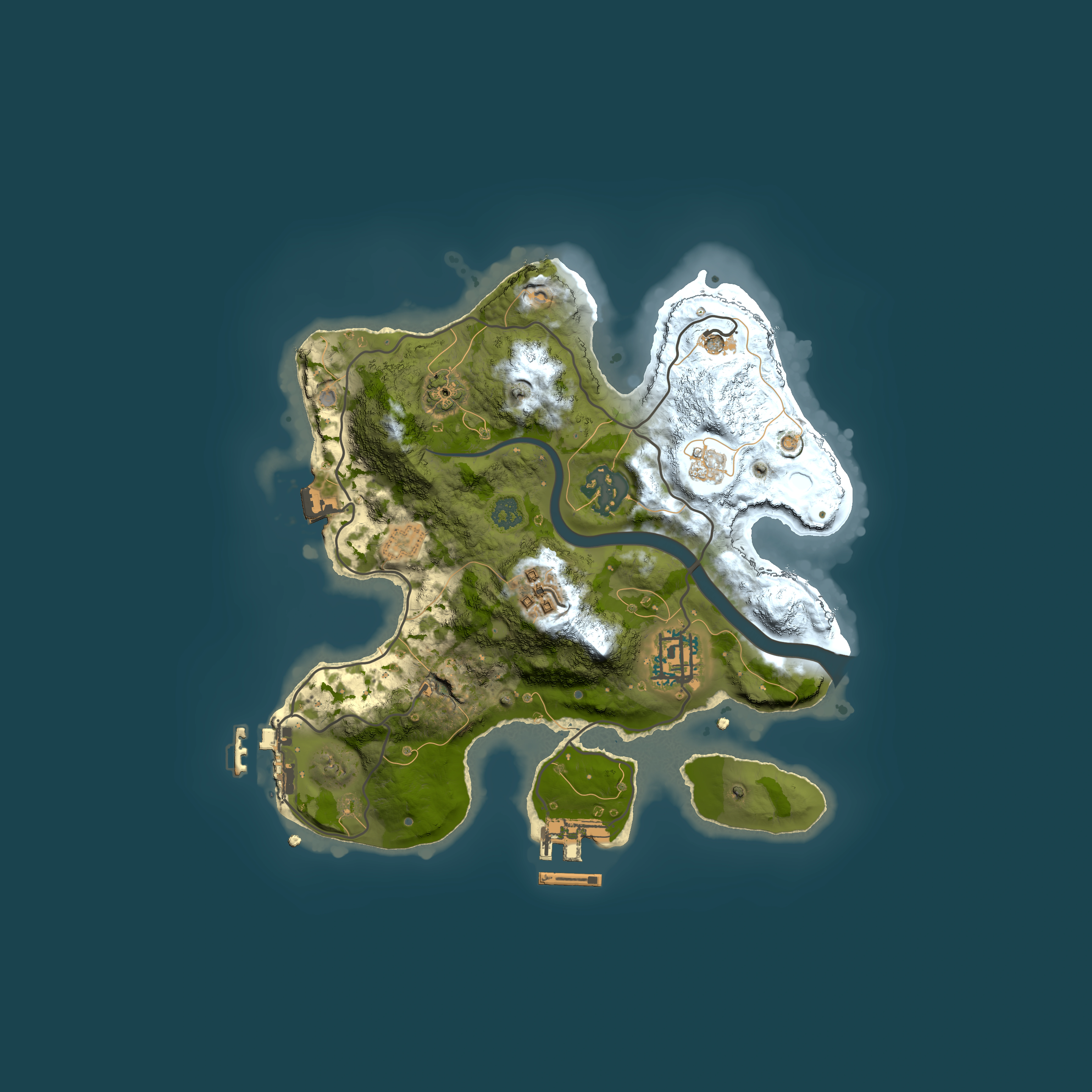 Full top-down render of Rust map seed 1319977649, 2500x2500m