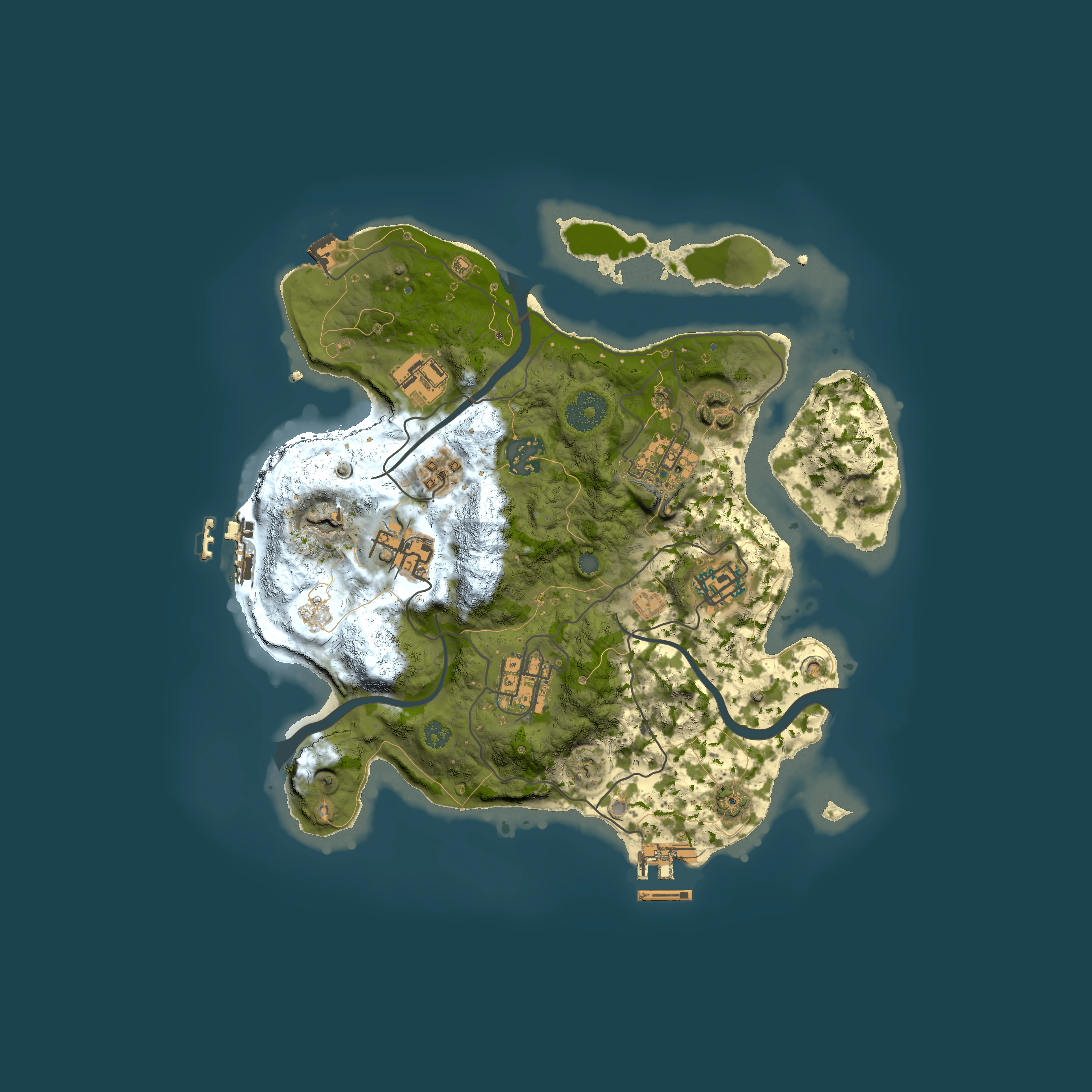 Full top-down render of Rust map seed 1173005793, 3000x3000m