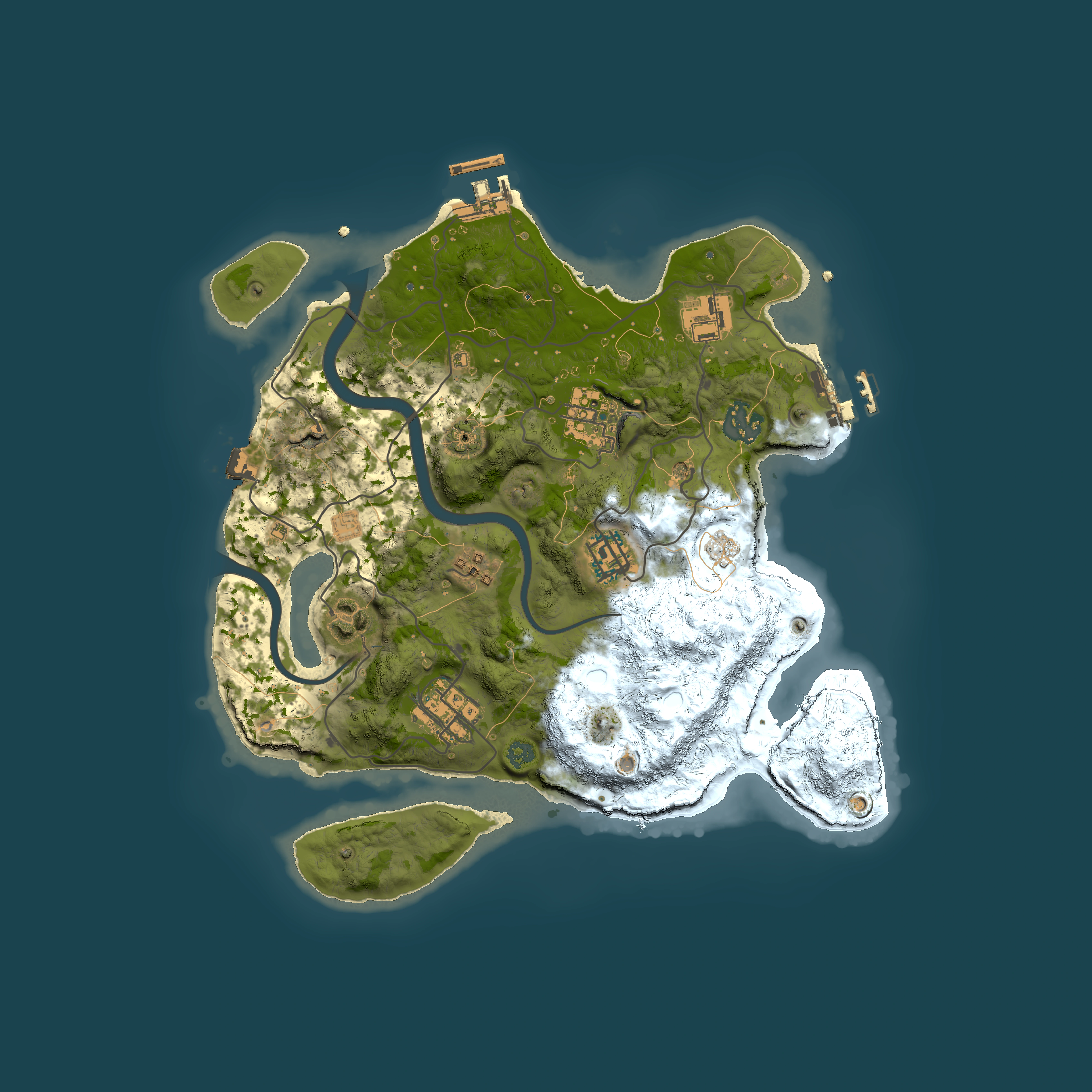 Full top-down render of Rust map seed 1468302677, 3000x3000m