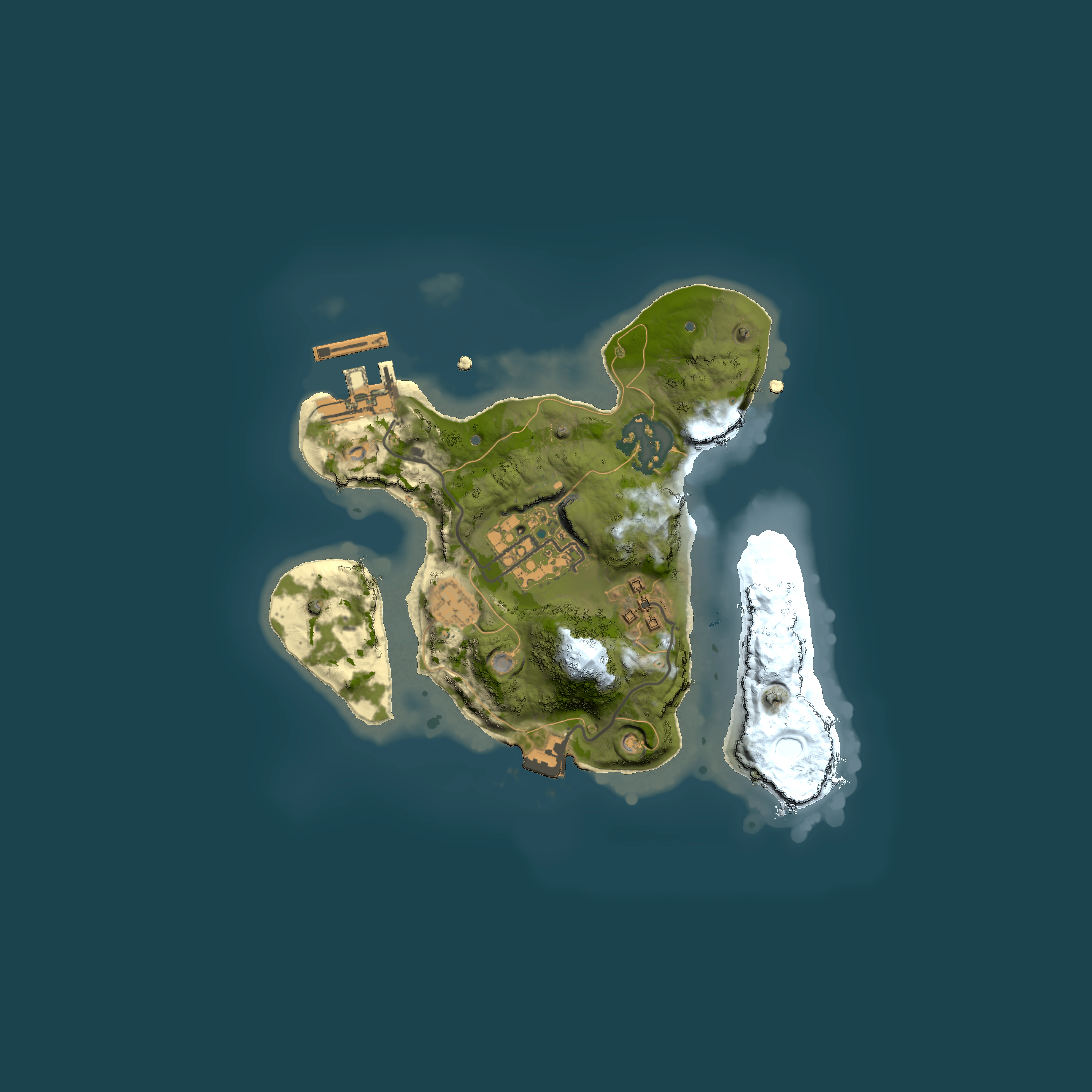 Full top-down render of Rust map seed 1238308734, 2000x2000m