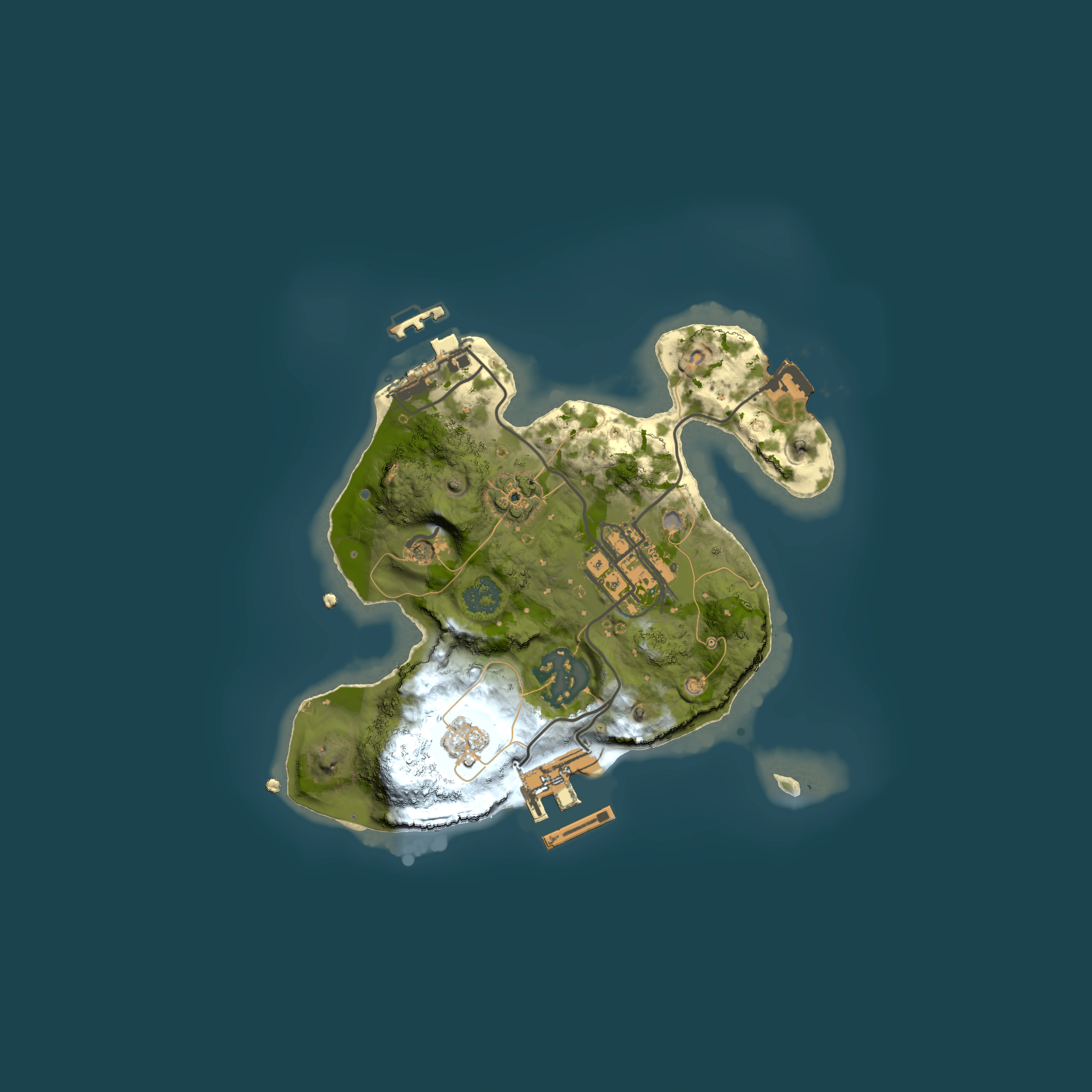 Full top-down render of Rust map seed 196128675, 2000x2000m