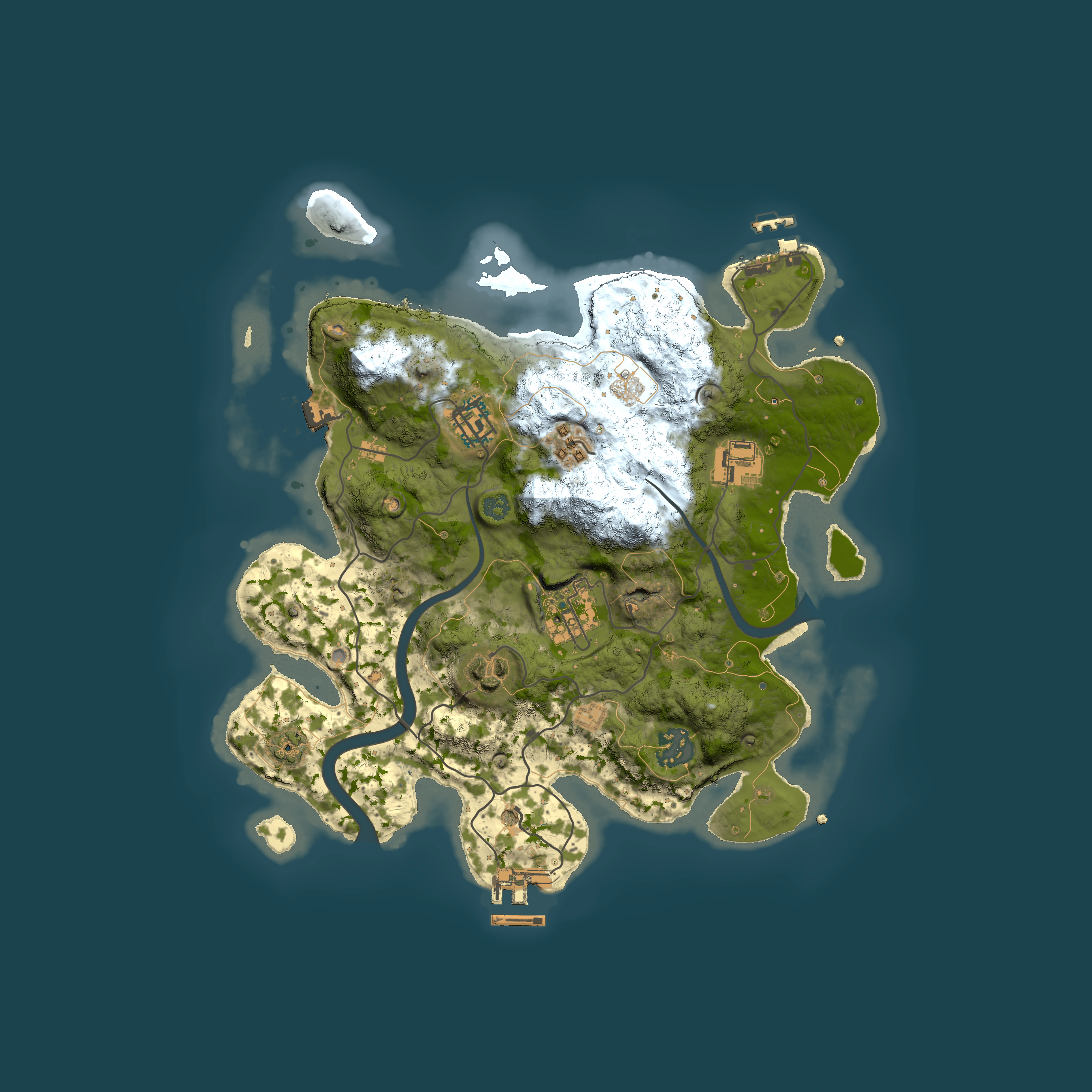 Full top-down render of Rust map seed 1885705628, 3000x3000m