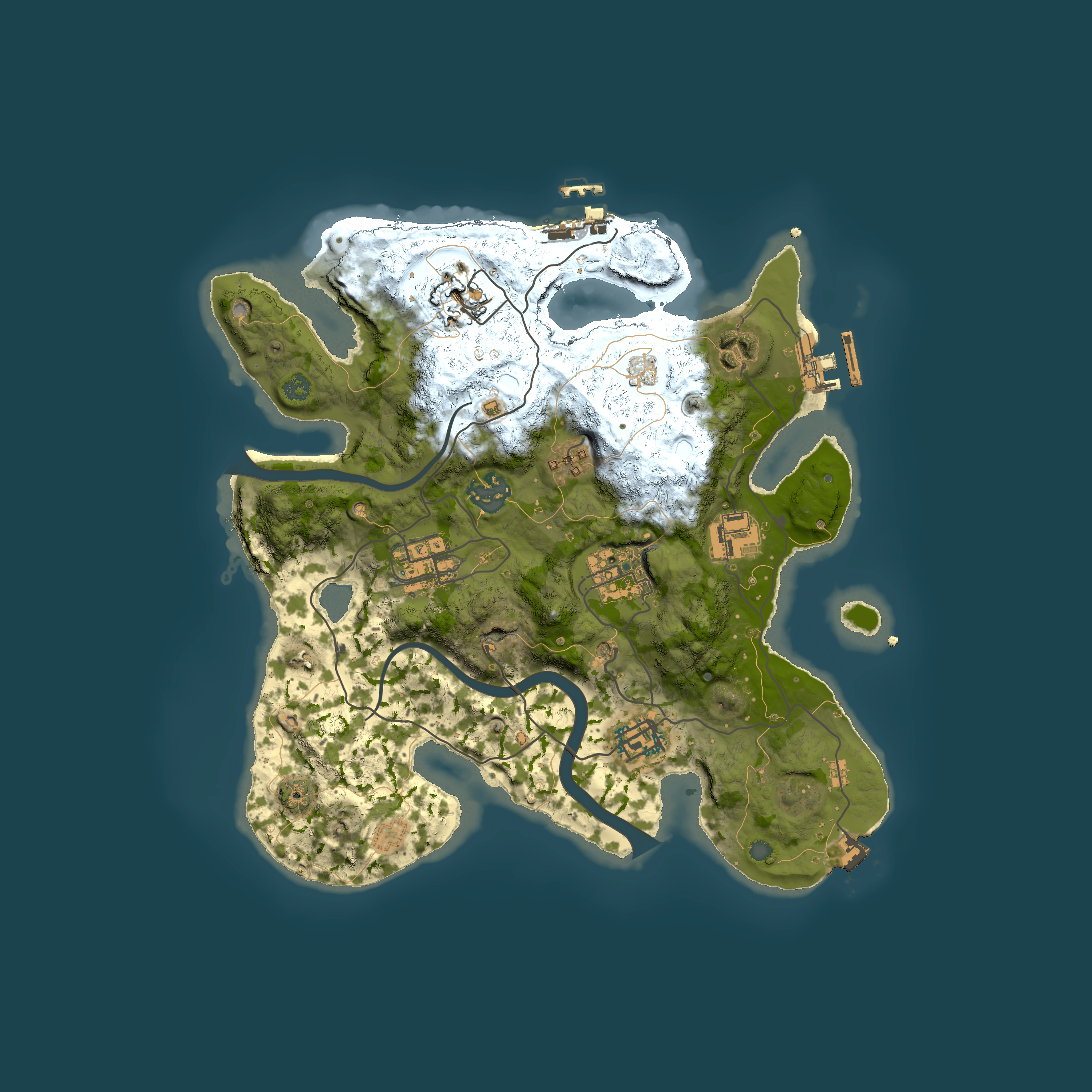 Full top-down render of Rust map seed 875388737, 3000x3000m