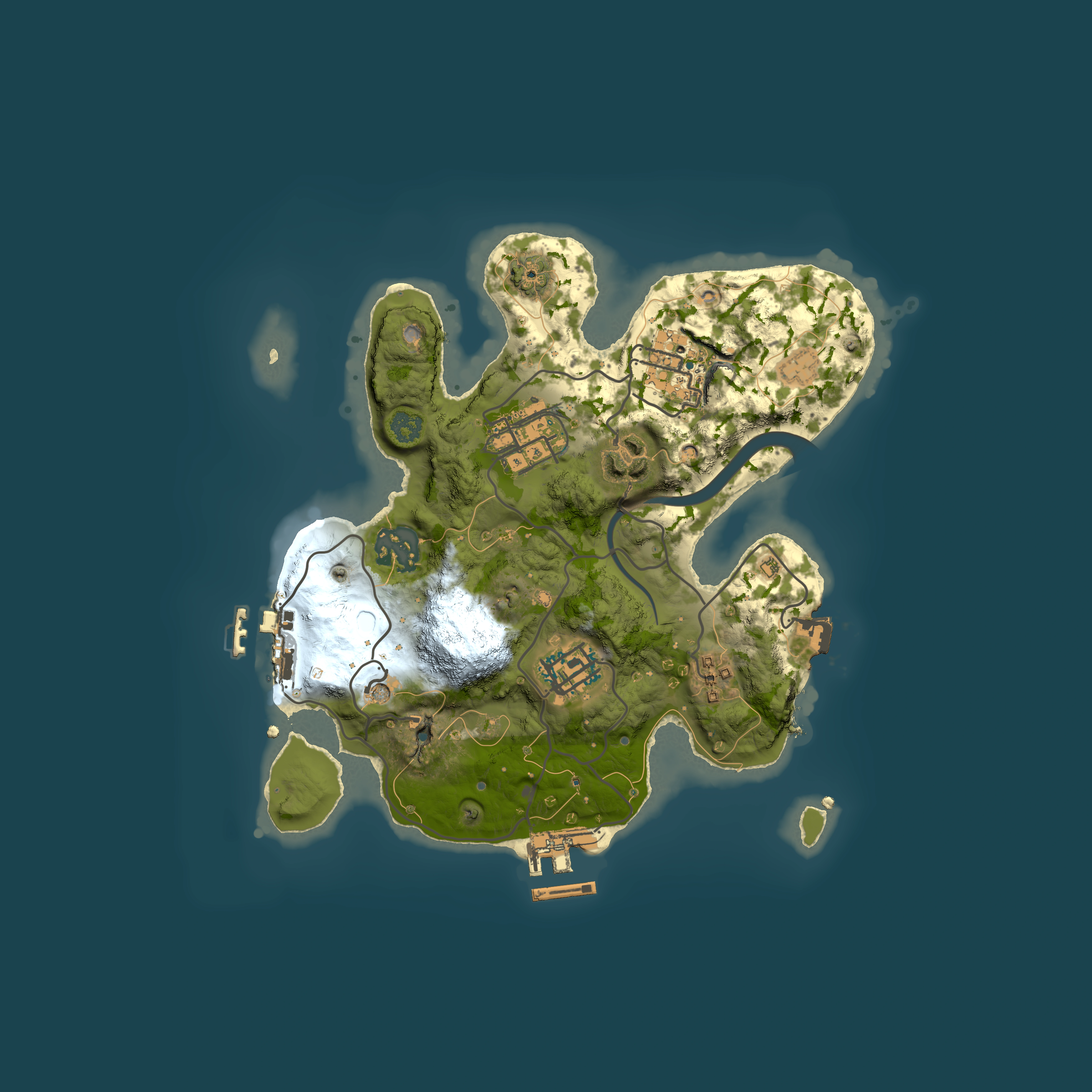 Full top-down render of Rust map seed 1027847425, 2500x2500m