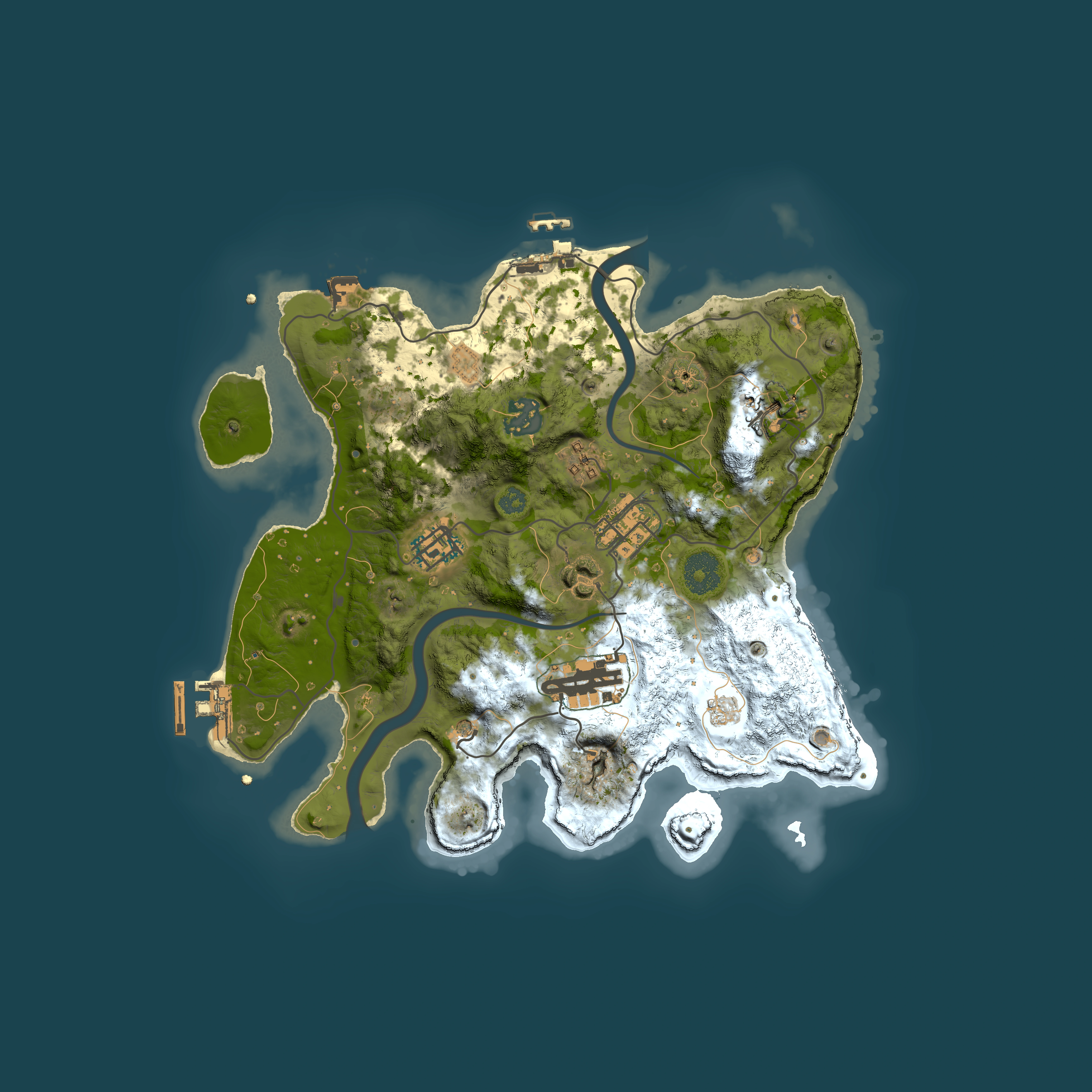 Full top-down render of Rust map seed 1210507138, 3000x3000m