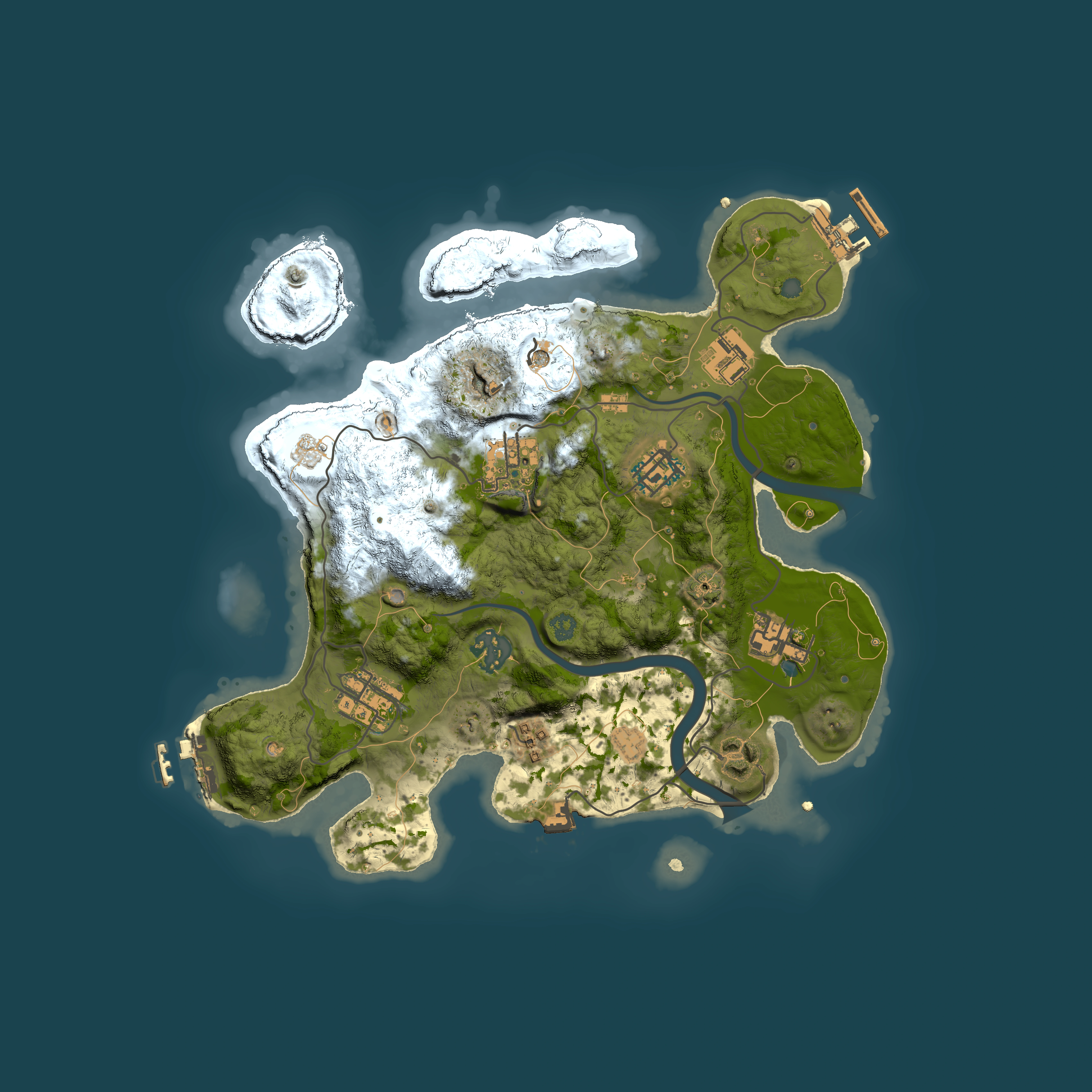 Full top-down render of Rust map seed 1477583528, 3000x3000m