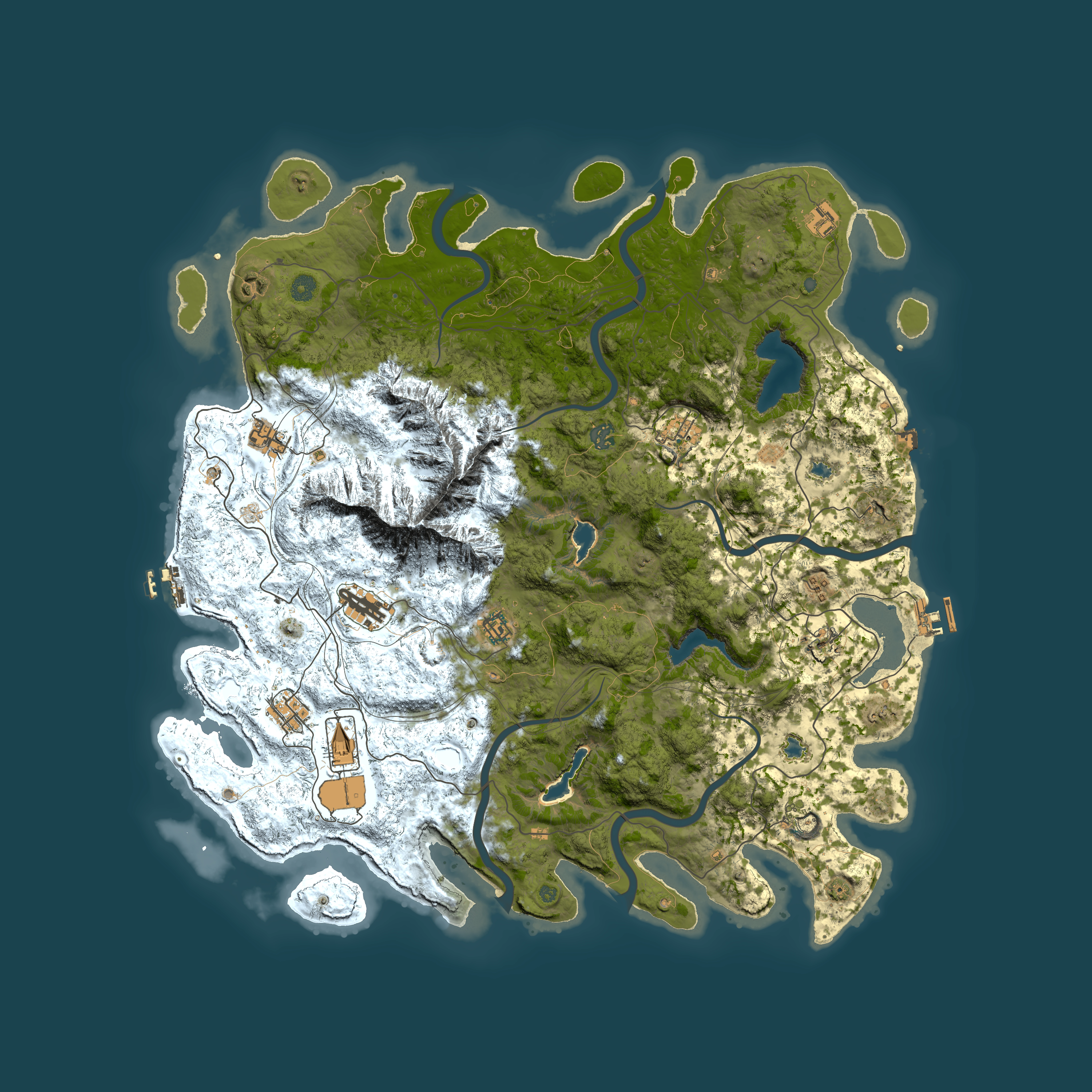 Full top-down render of Rust map seed 243569698, 5000x5000m