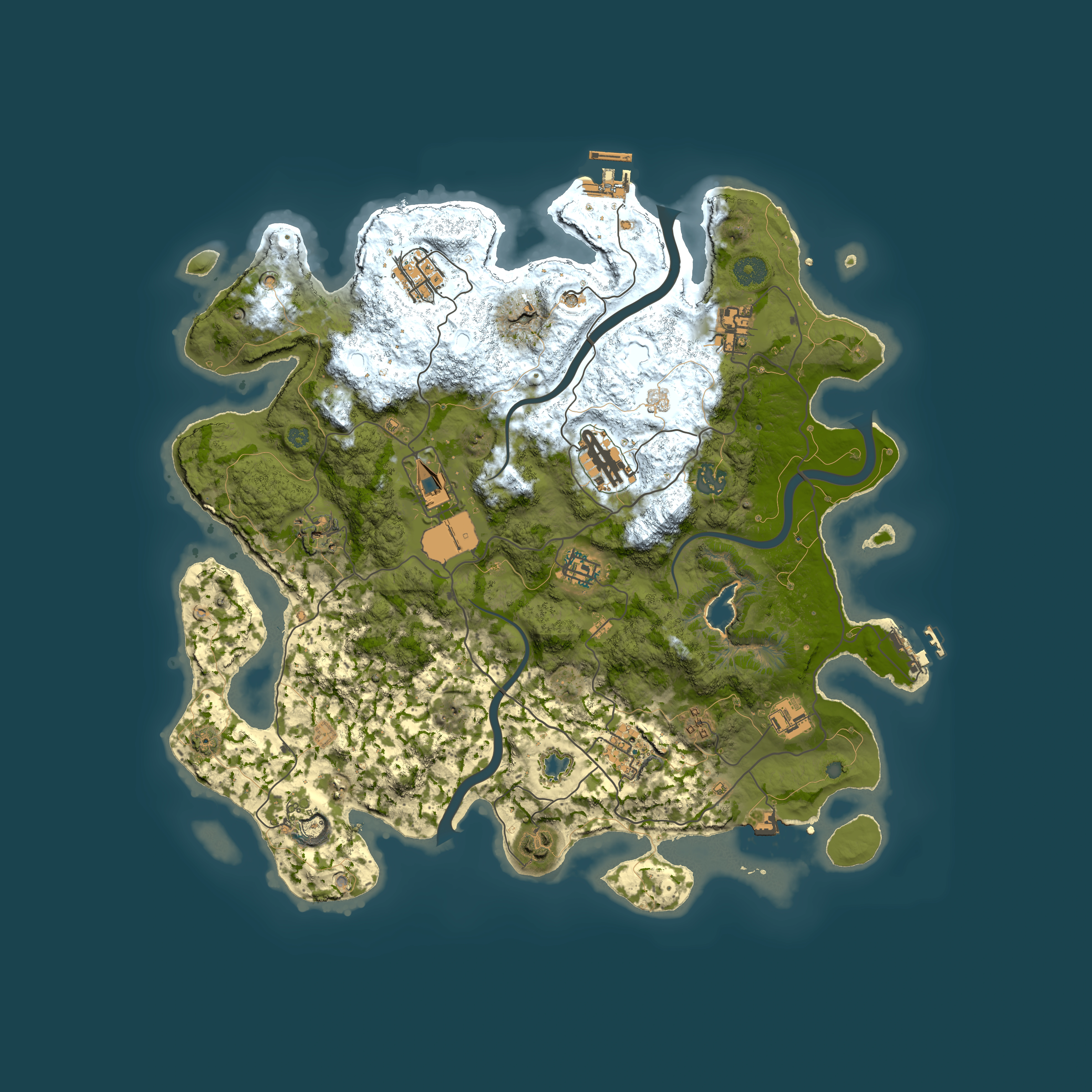 Full top-down render of Rust map seed 1235983328, 4000x4000m