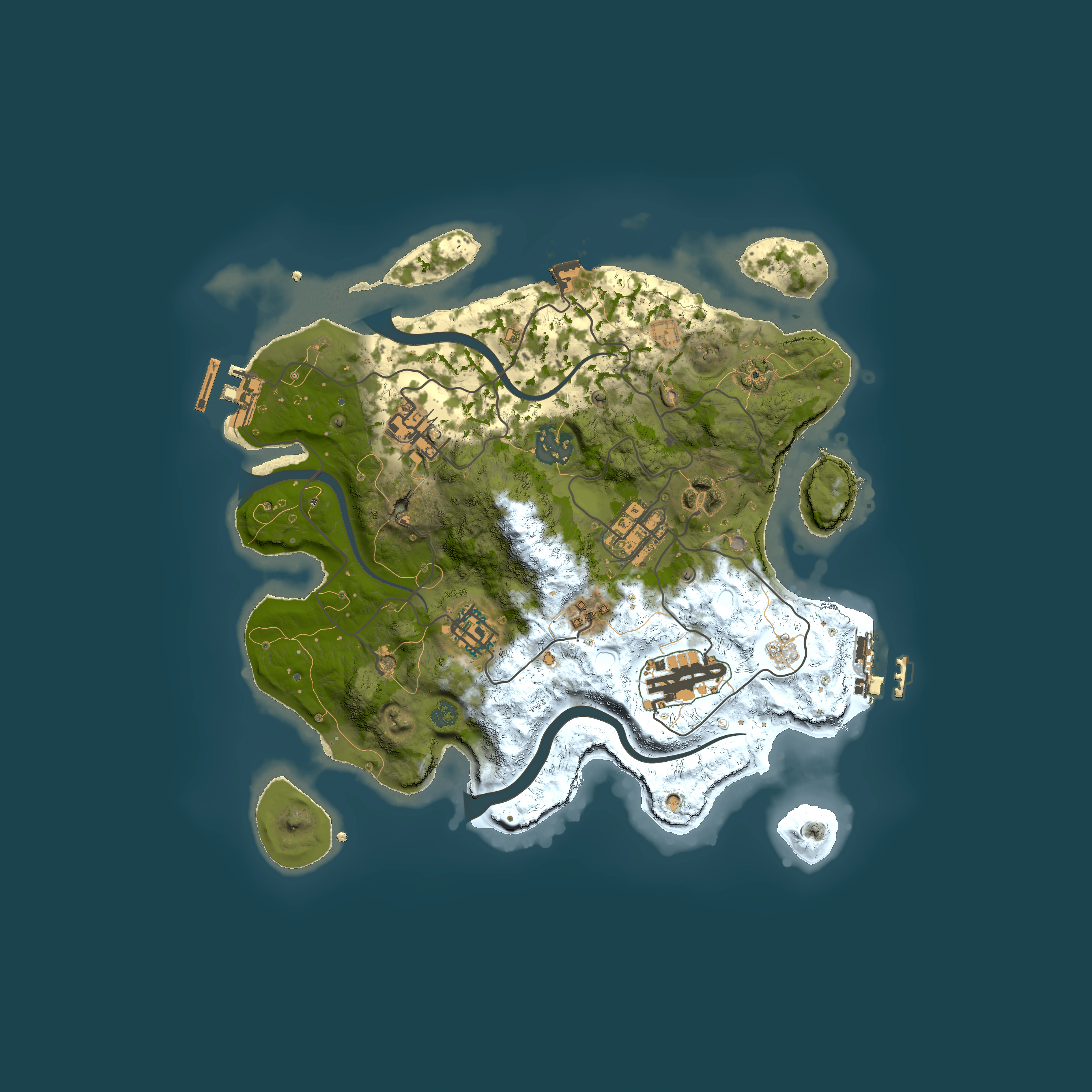 Full top-down render of Rust map seed 1686808712, 3000x3000m