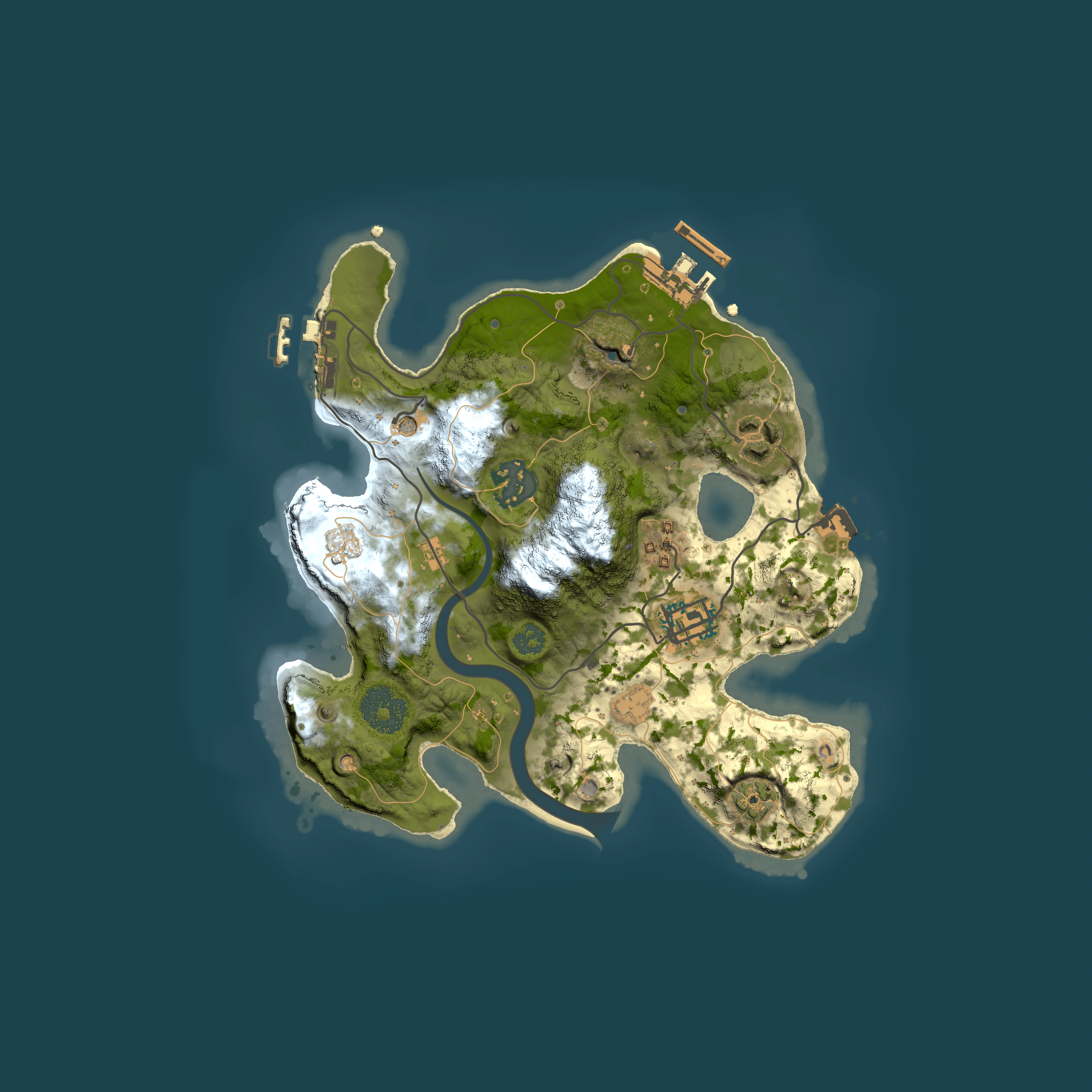 Full top-down render of Rust map seed 145330869, 2500x2500m