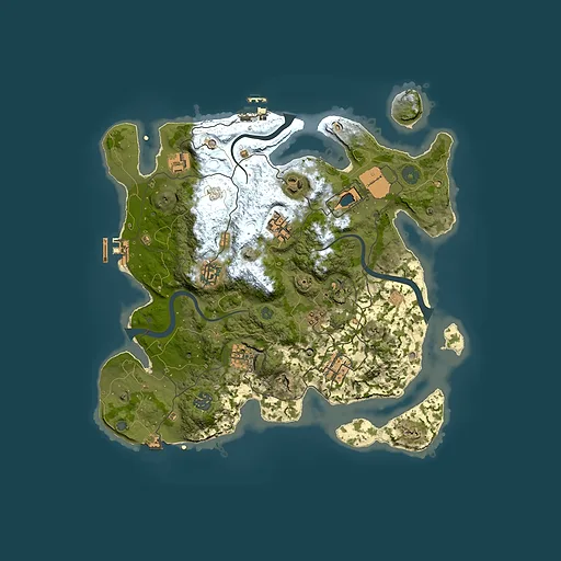 Rust map seed 1227886070, 3500x3500m top-down preview