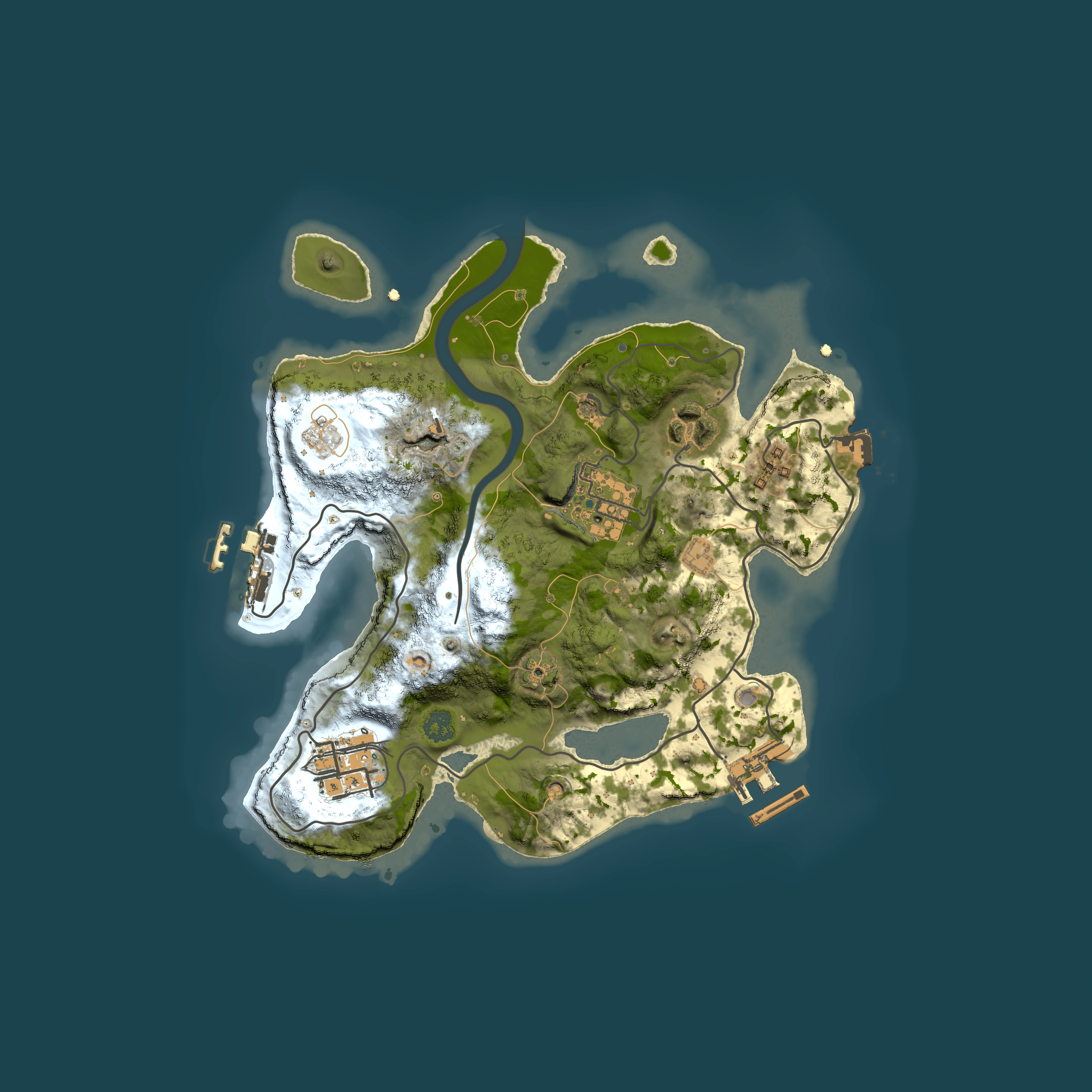 Full top-down render of Rust map seed 1573214054, 2500x2500m