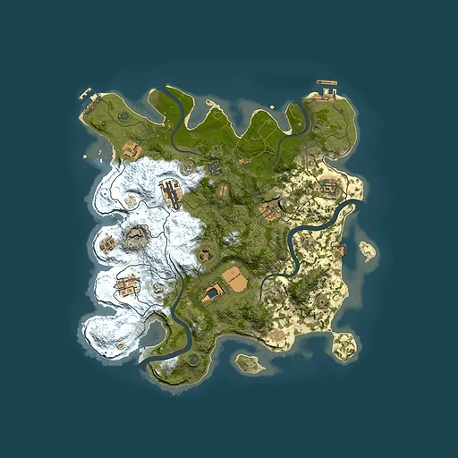 Rust map seed 138672158, 3500x3500m top-down preview