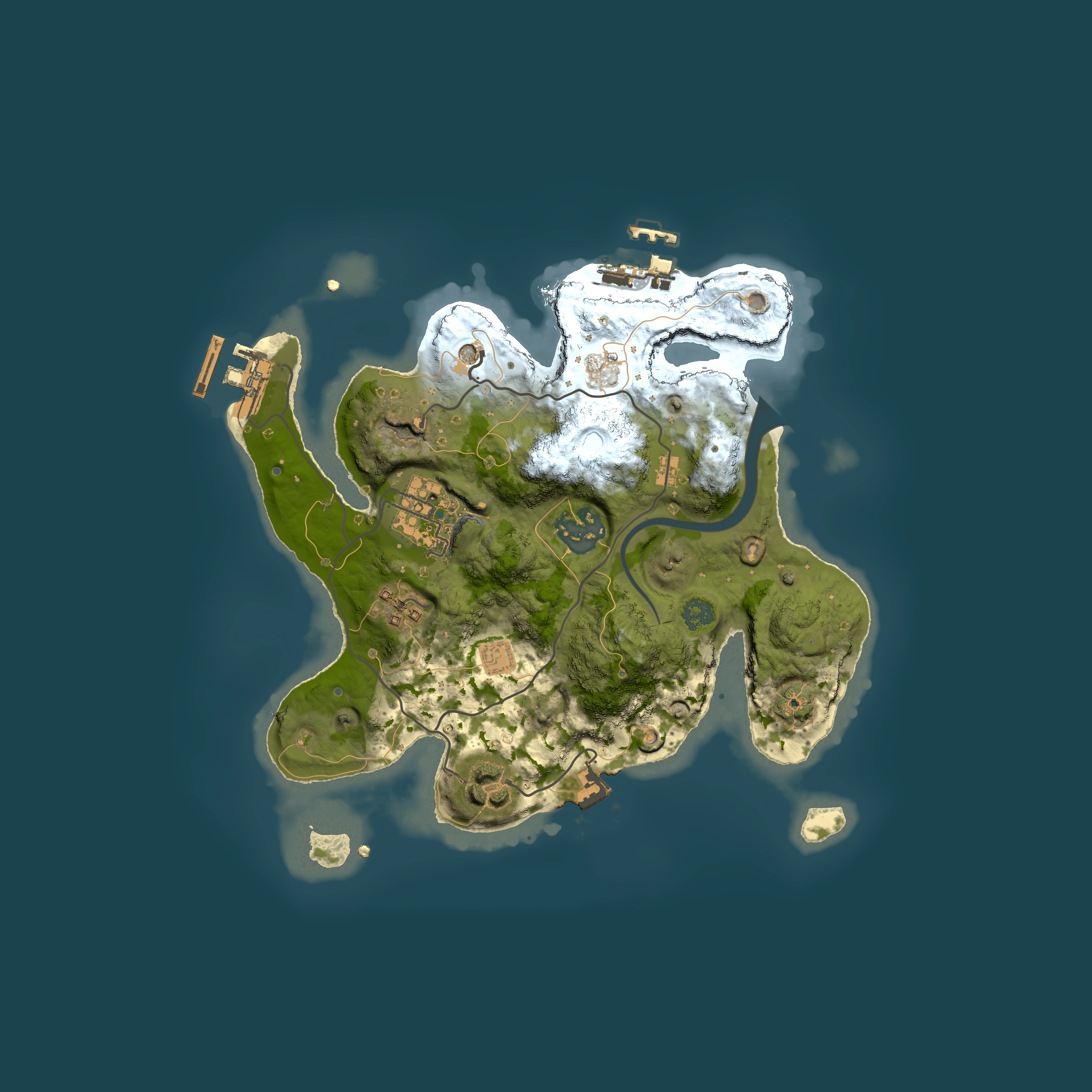 Full top-down render of Rust map seed 1265370740, 2500x2500m