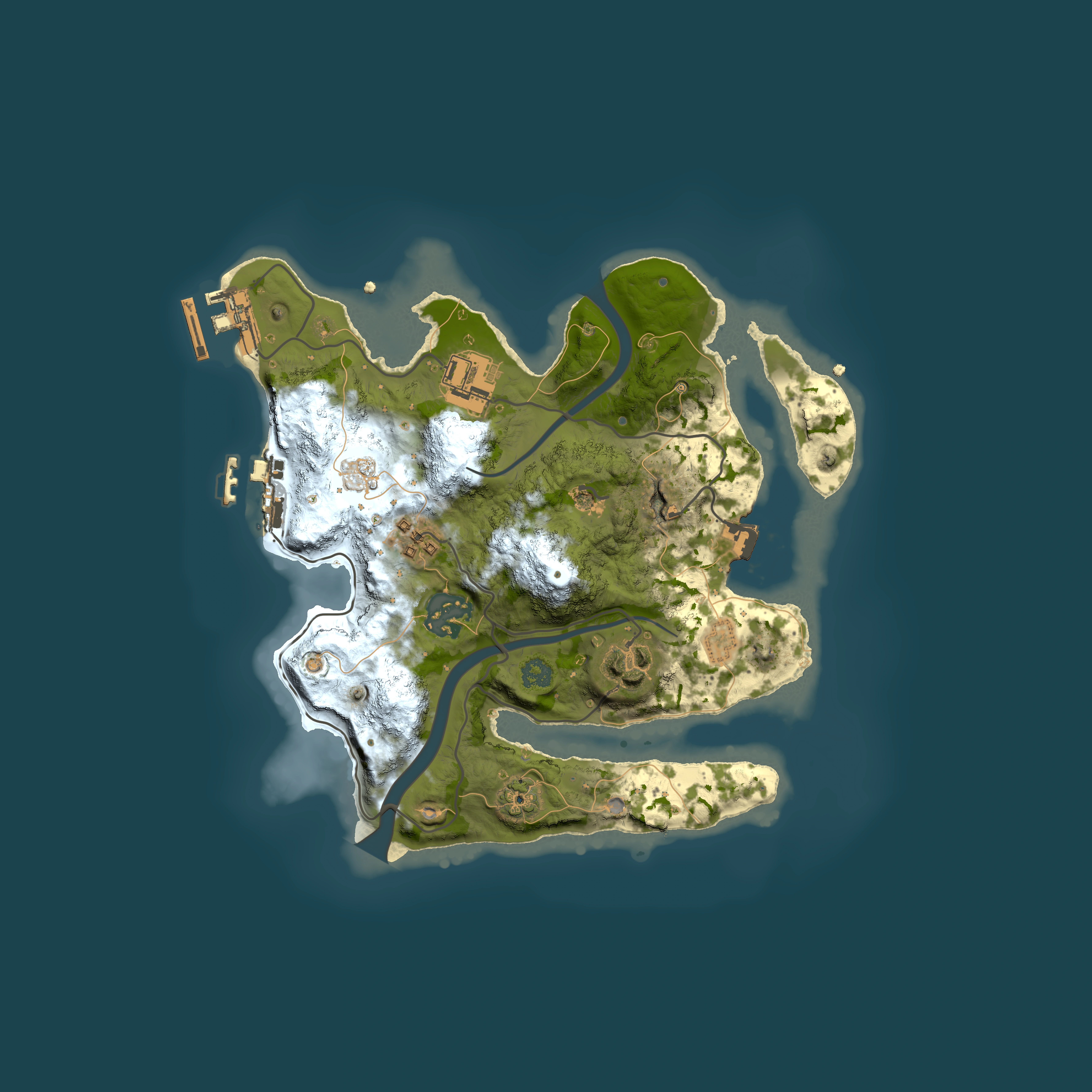 Full top-down render of Rust map seed 230446280, 2500x2500m