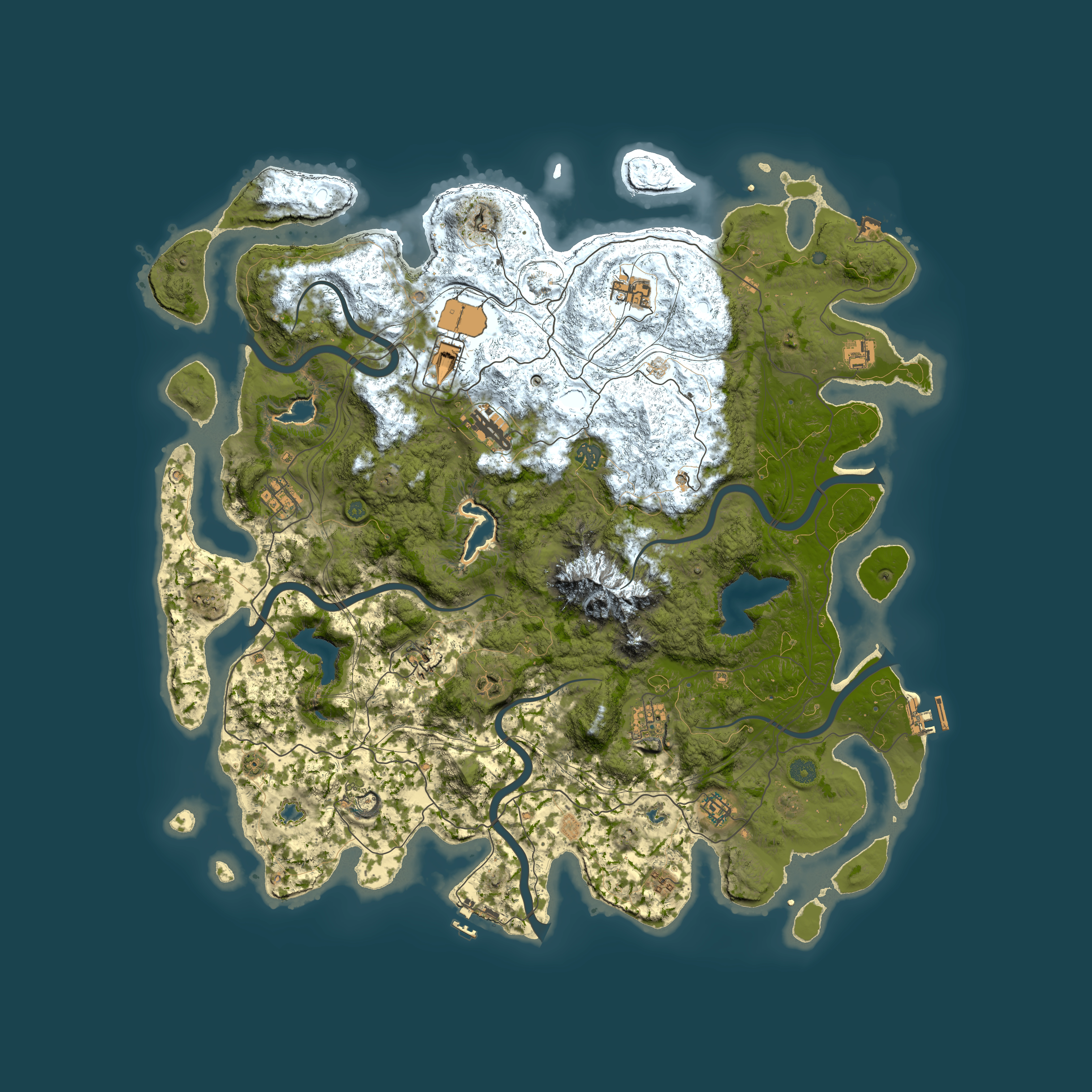 Full top-down render of Rust map seed 2049240344, 5000x5000m