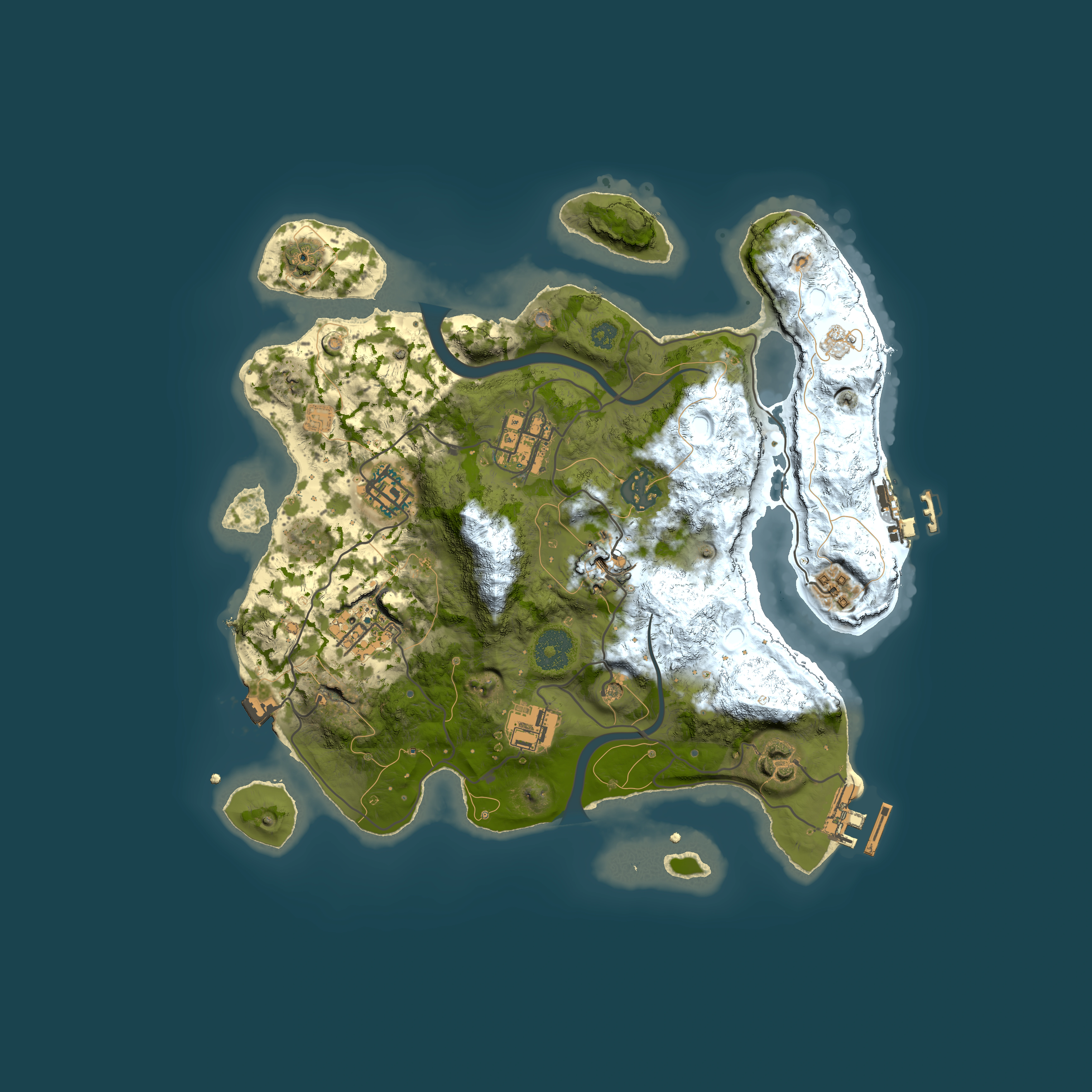 Full top-down render of Rust map seed 1391827803, 3000x3000m
