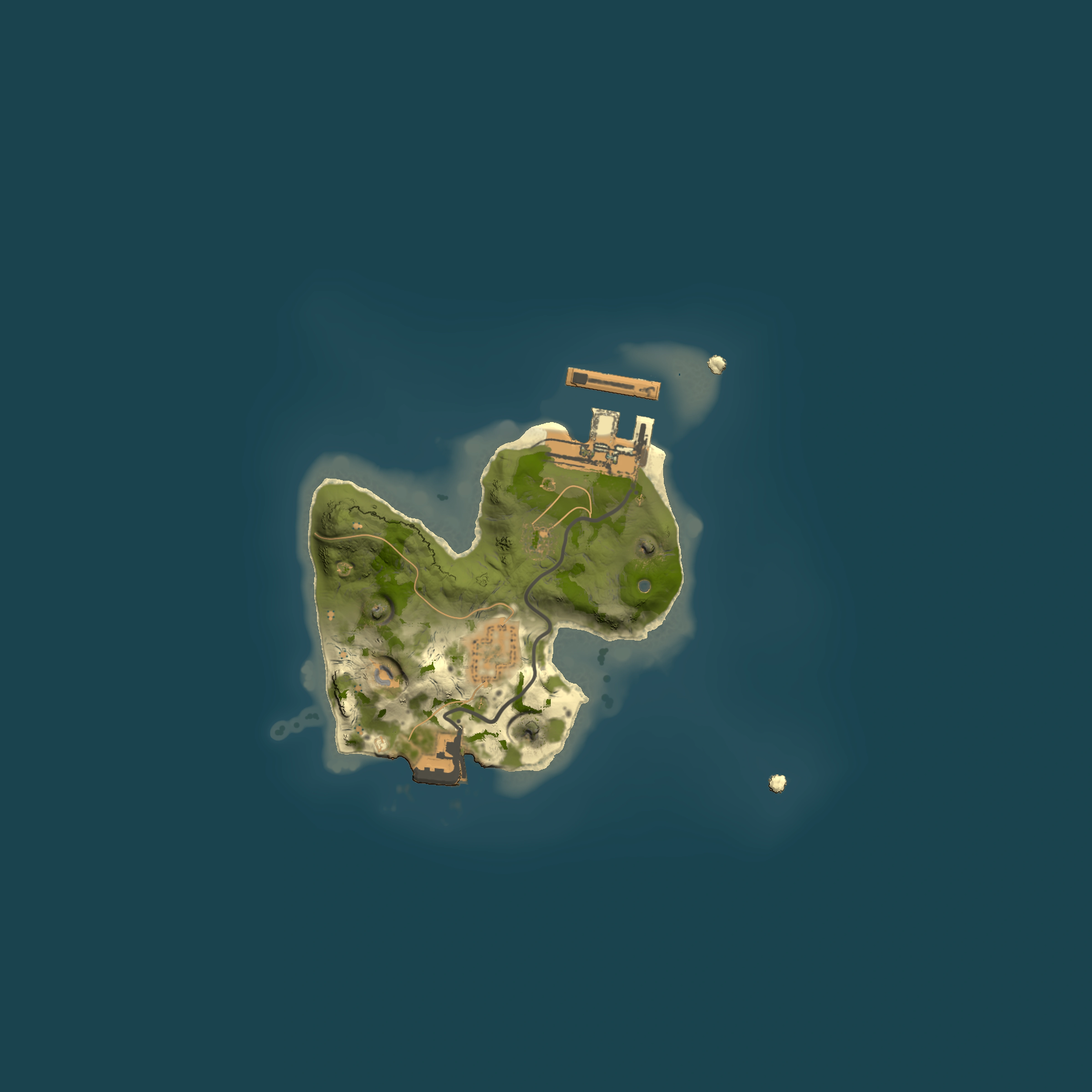 Full top-down render of Rust map seed 1418267960, 1500x1500m