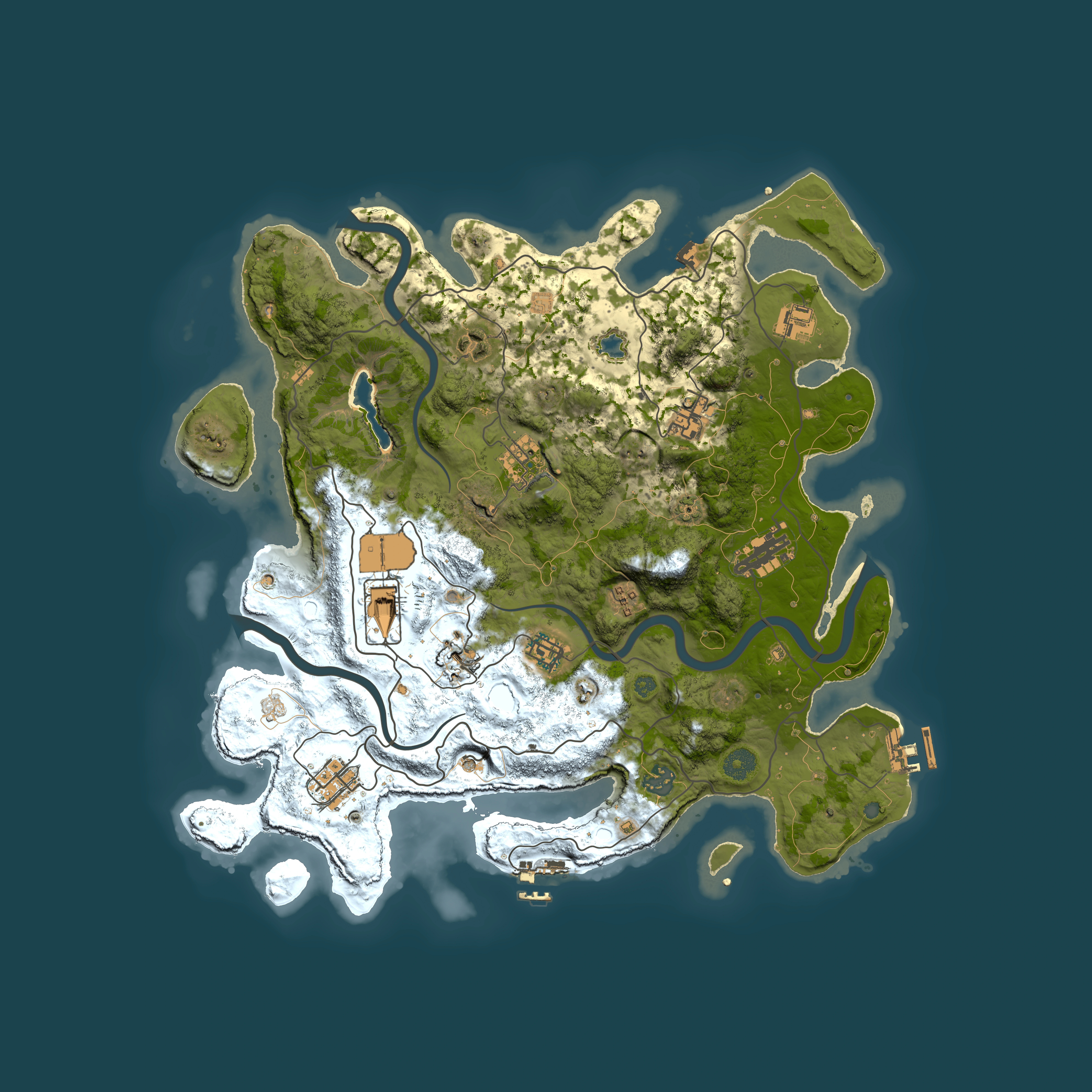Full top-down render of Rust map seed 1015407478, 4000x4000m