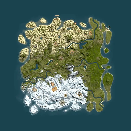 Rust map seed 52664309, 5000x5000m top-down preview