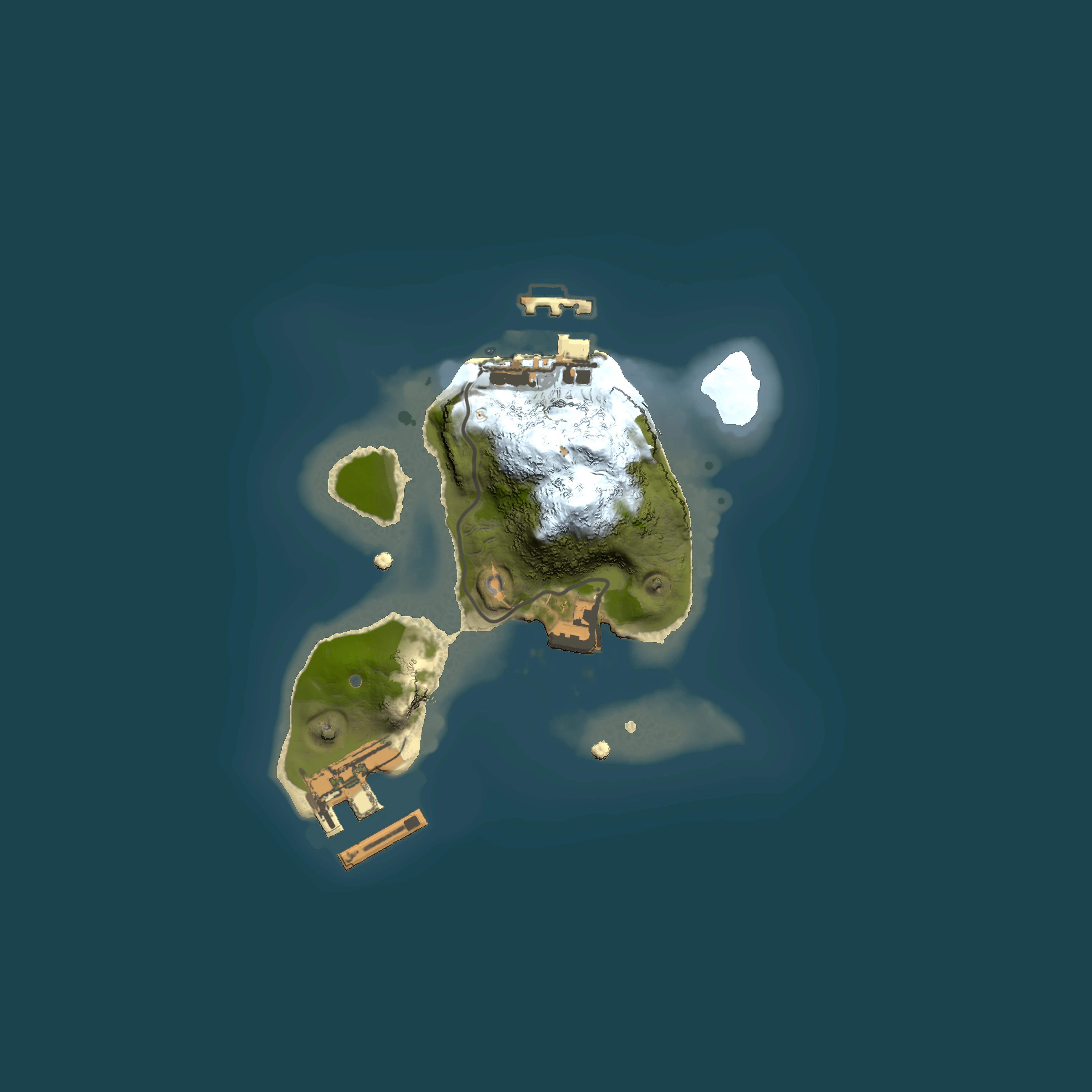 Full top-down render of Rust map seed 165109160, 1500x1500m