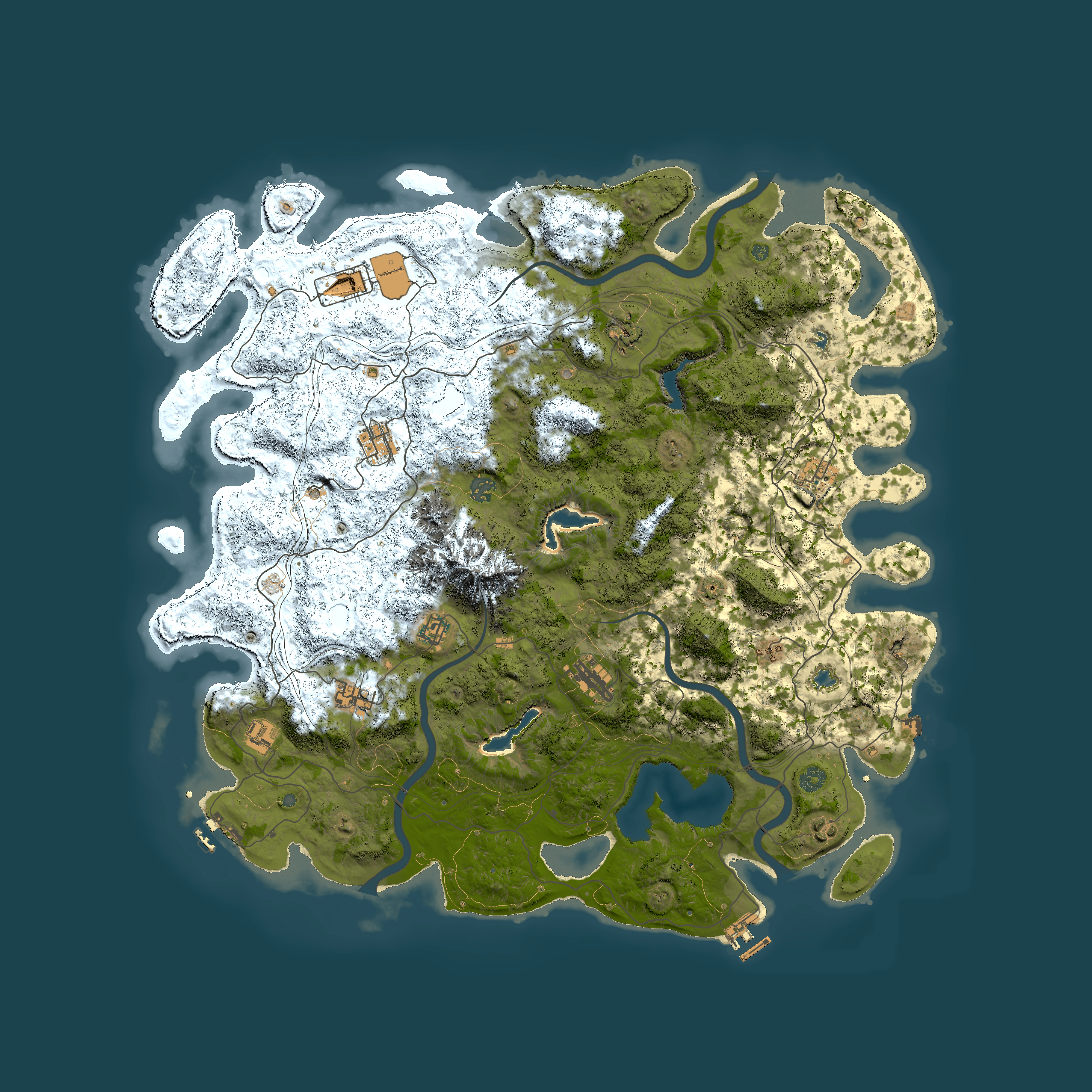 Full top-down render of Rust map seed 1456867309, 5000x5000m