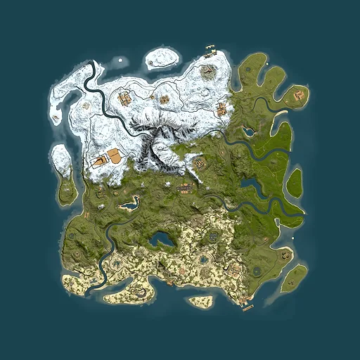 Rust map seed 457288820, 5000x5000m top-down preview