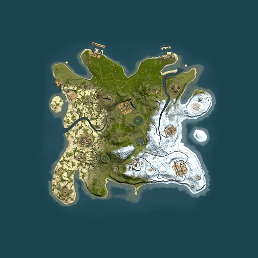 Rust map seed 301764881, 3000x3000m top-down preview