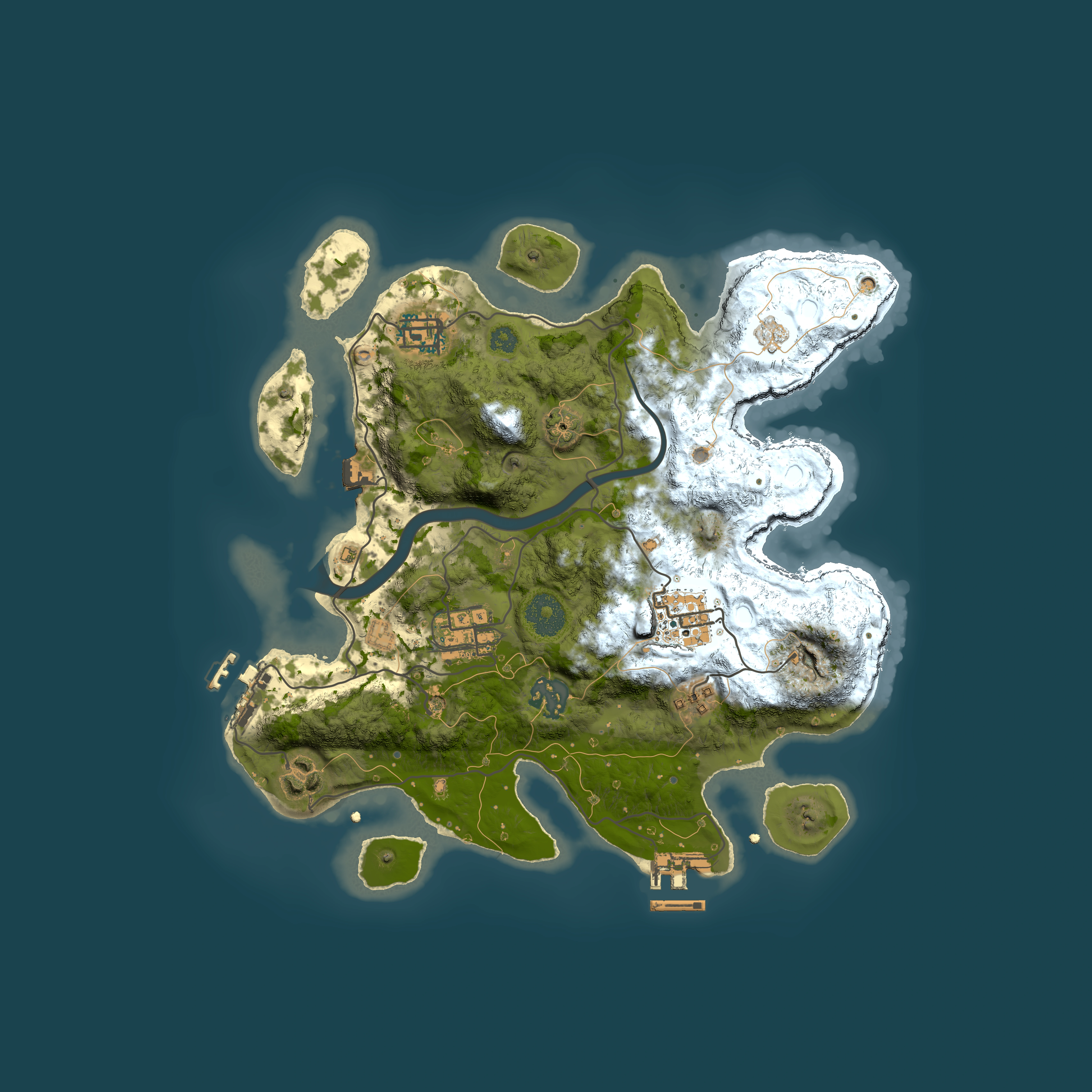 Full top-down render of Rust map seed 646193043, 3000x3000m