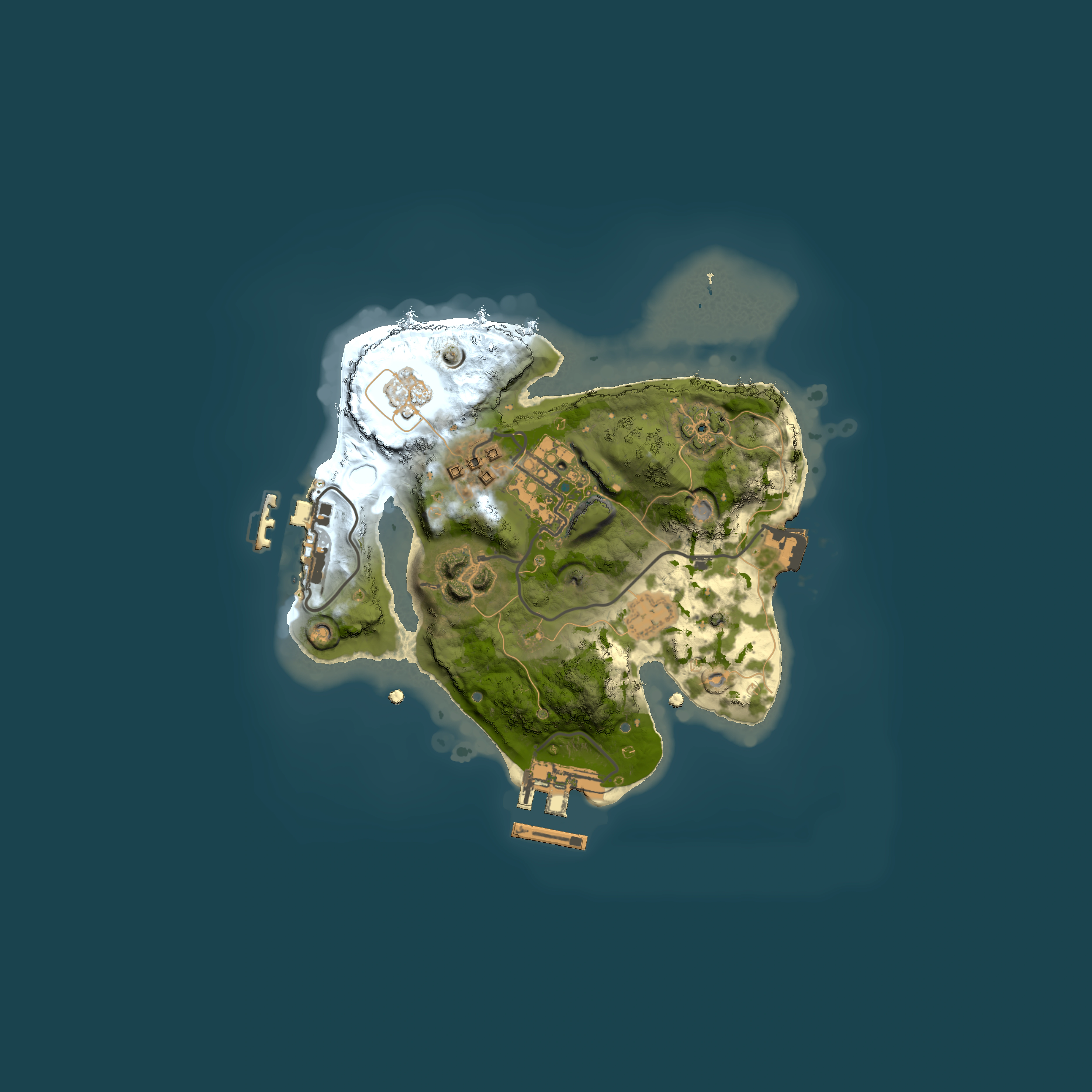 Full top-down render of Rust map seed 158255823, 2000x2000m