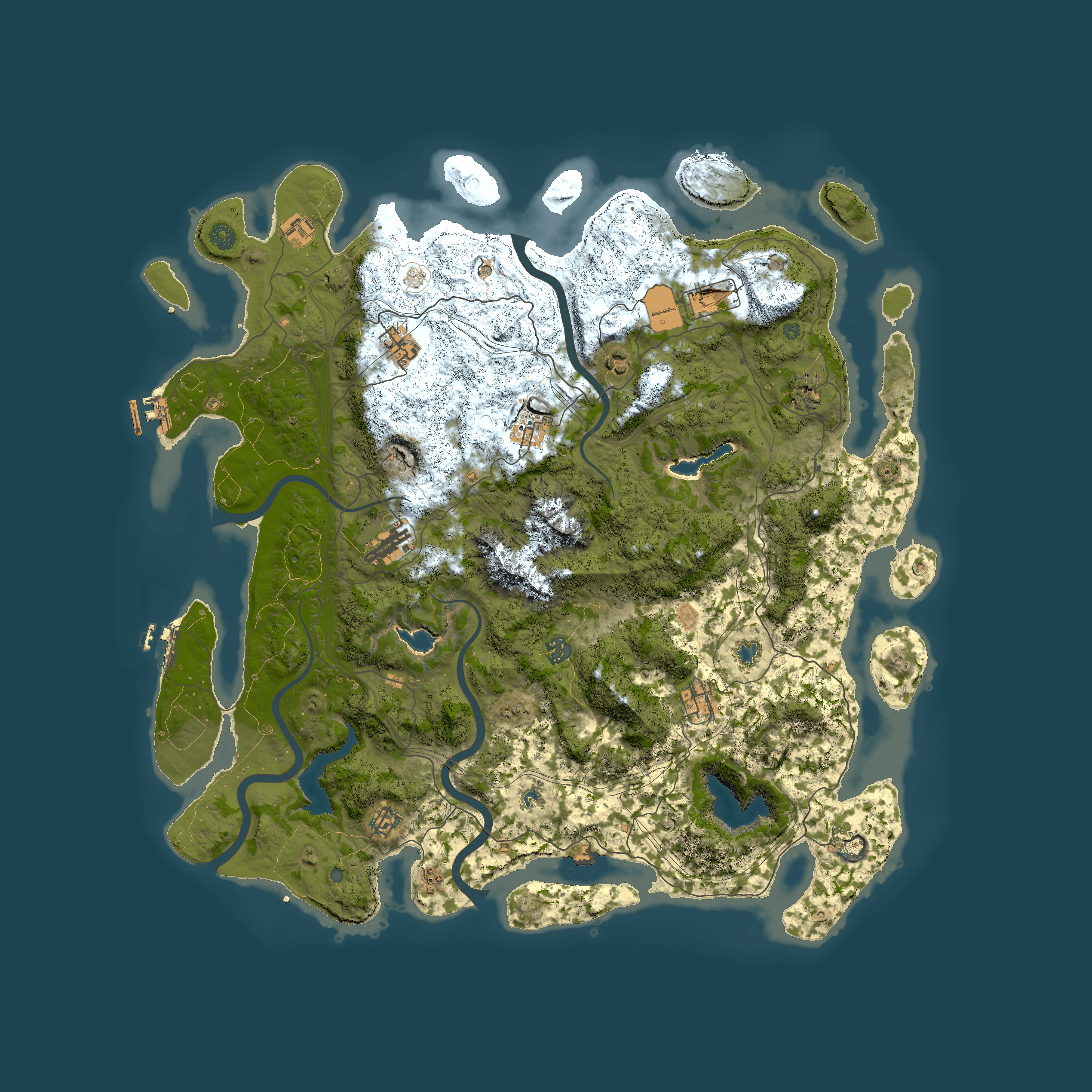 Full top-down render of Rust map seed 227010924, 5000x5000m