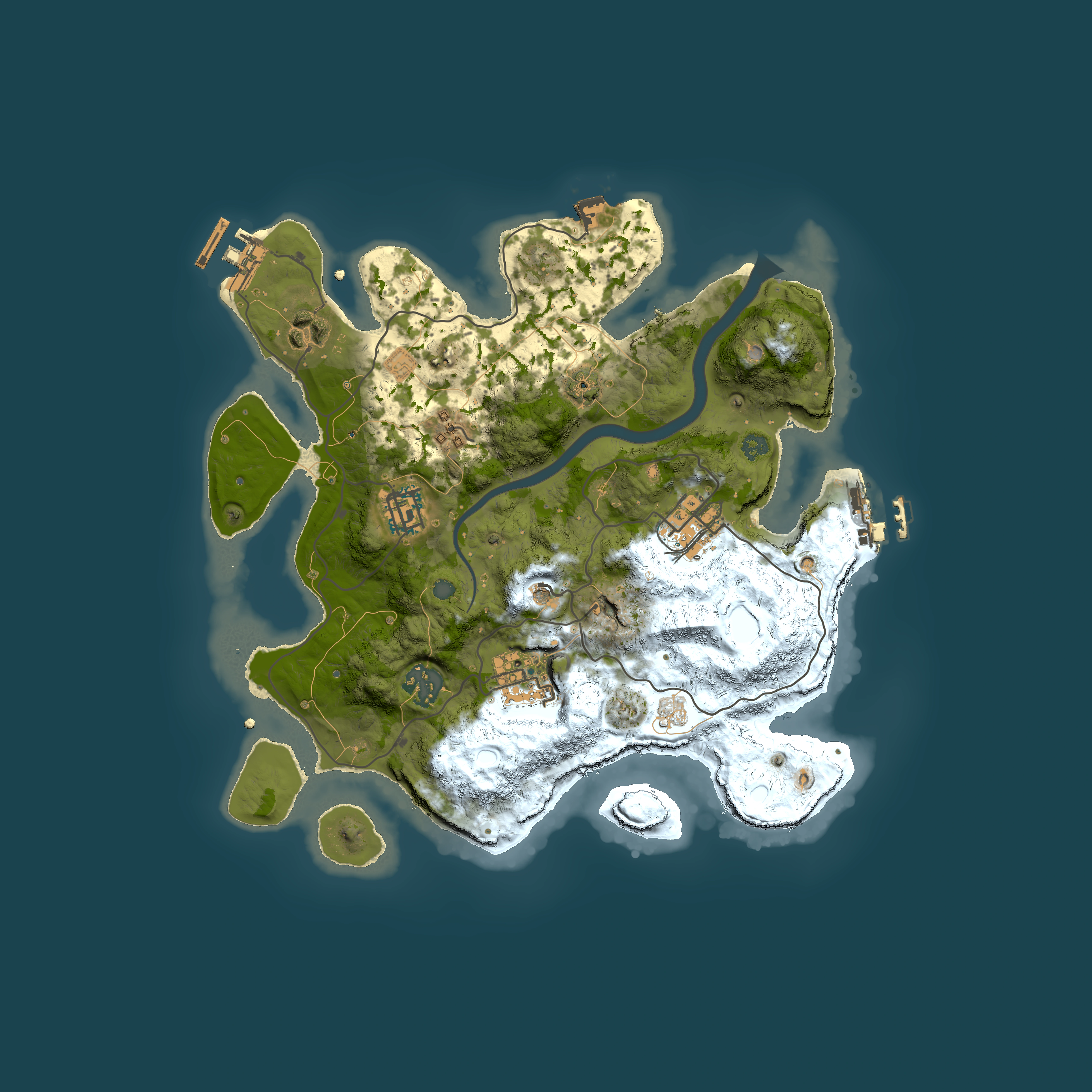 Full top-down render of Rust map seed 1242199475, 3000x3000m