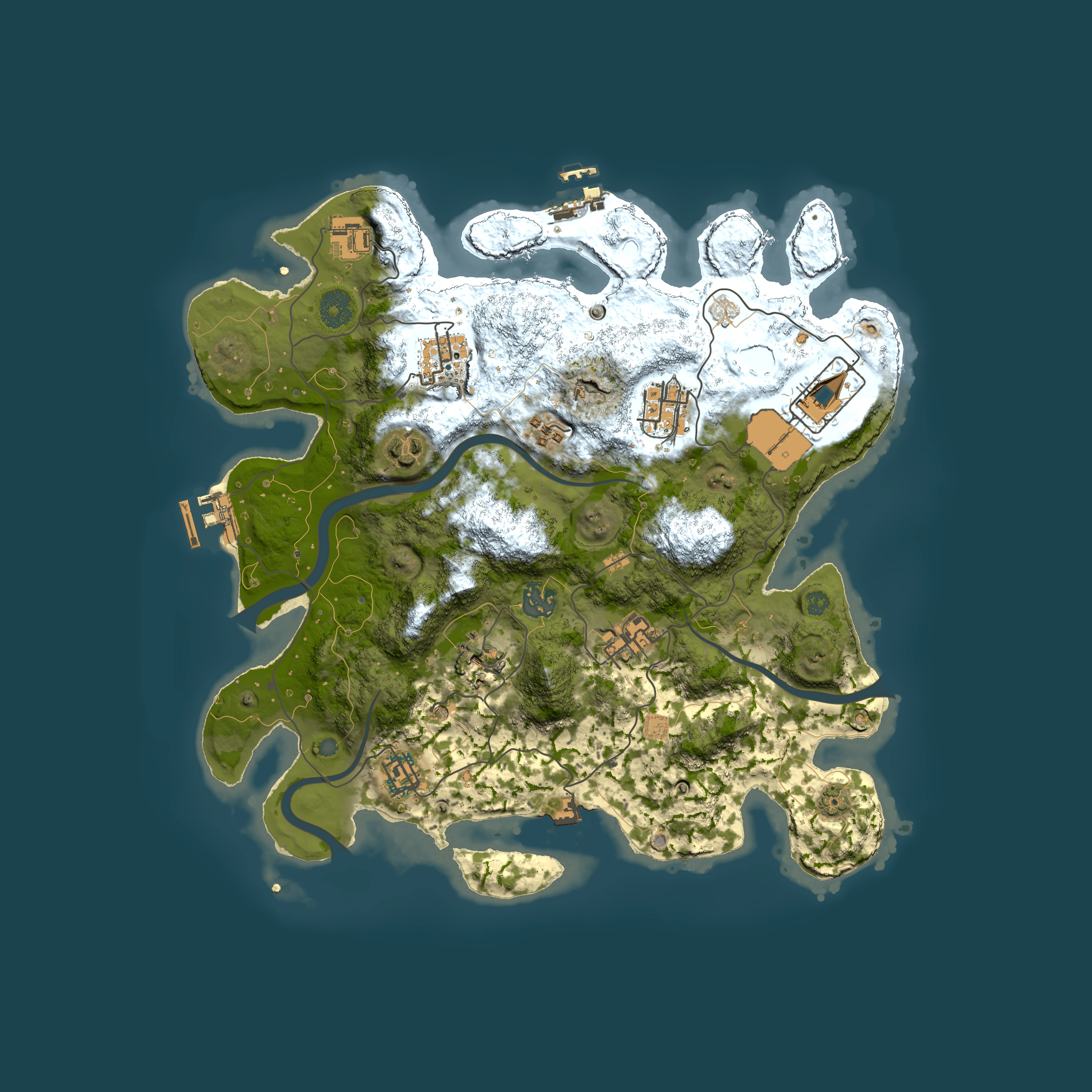 Full top-down render of Rust map seed 1498827257, 3500x3500m