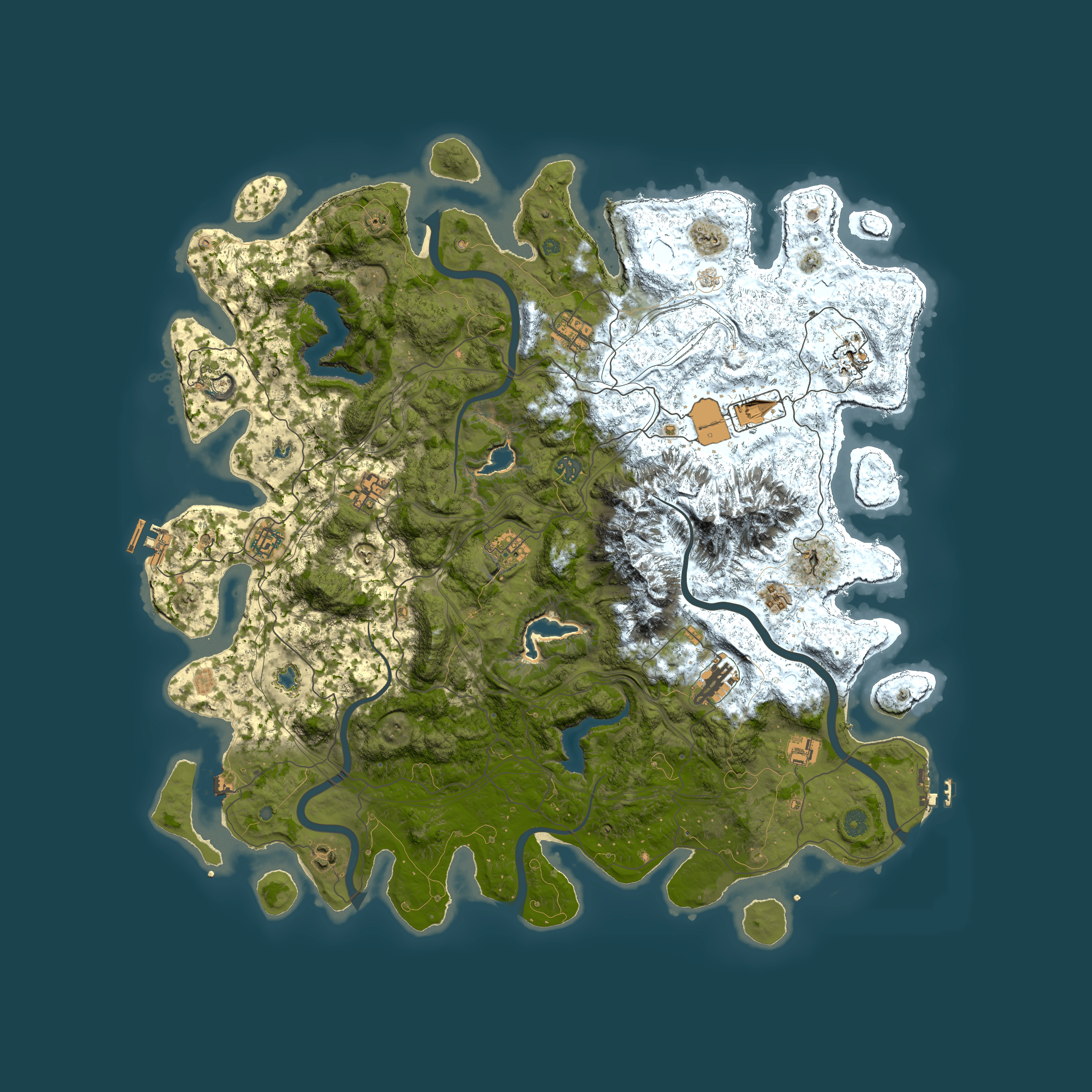 Full top-down render of Rust map seed 1487625338, 5000x5000m