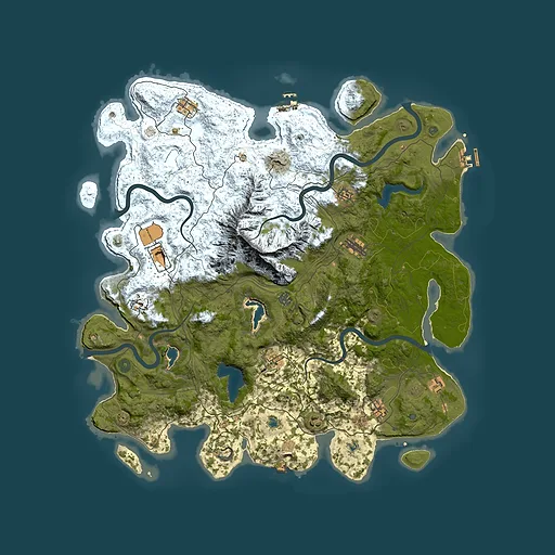 Rust map seed 700201914, 5000x5000m top-down preview