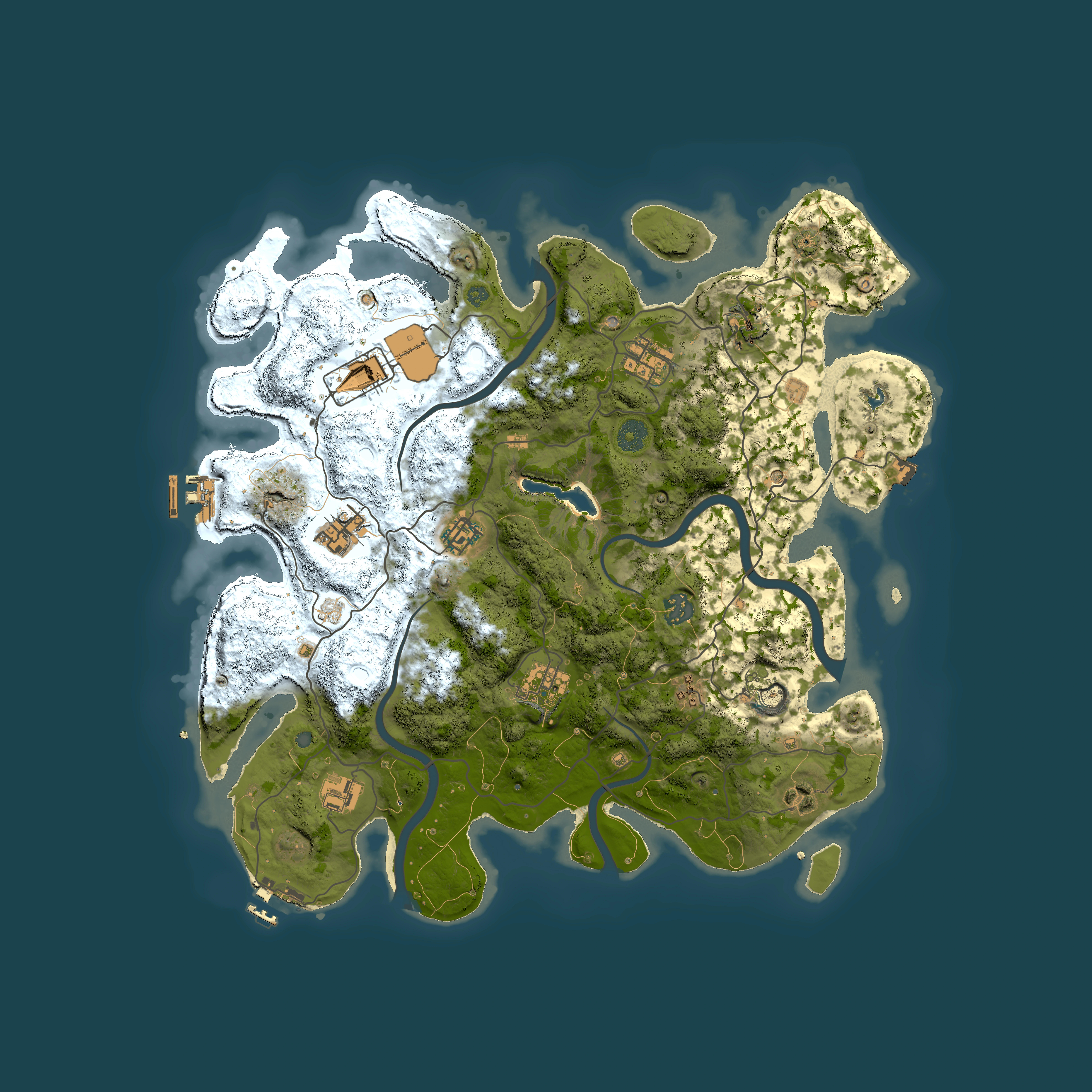 Full top-down render of Rust map seed 290538606, 4000x4000m