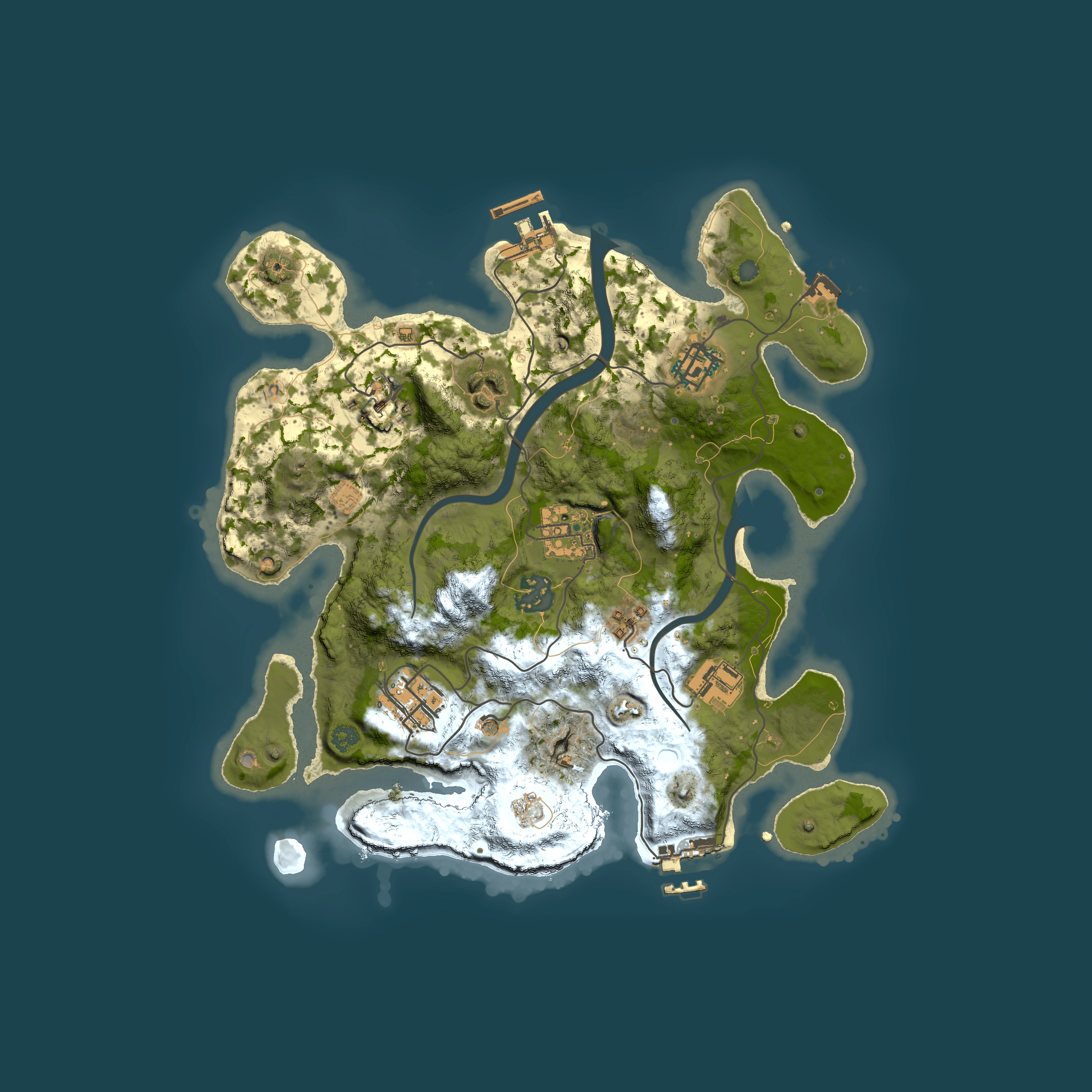 Full top-down render of Rust map seed 1646057940, 3000x3000m