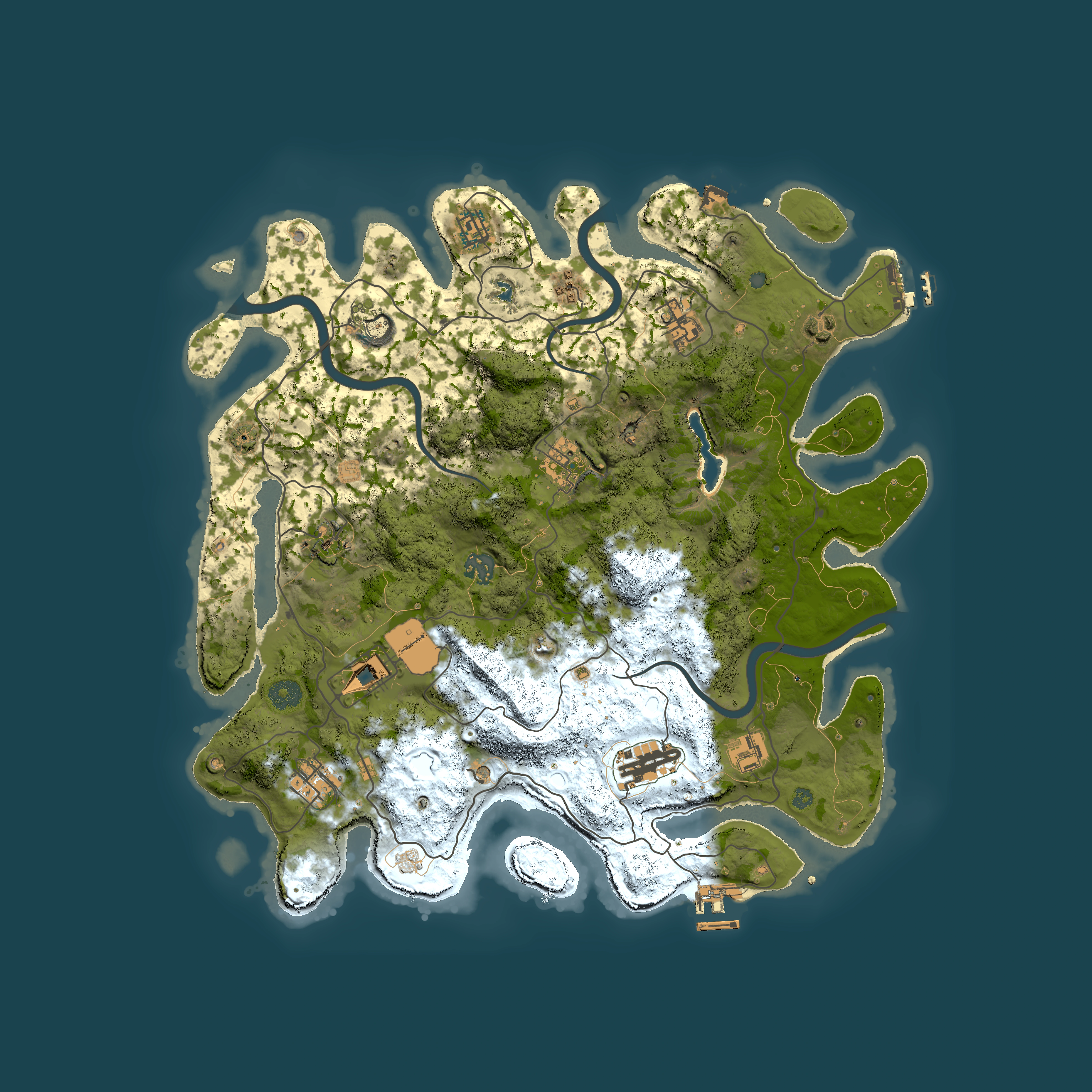 Full top-down render of Rust map seed 91671551, 4000x4000m