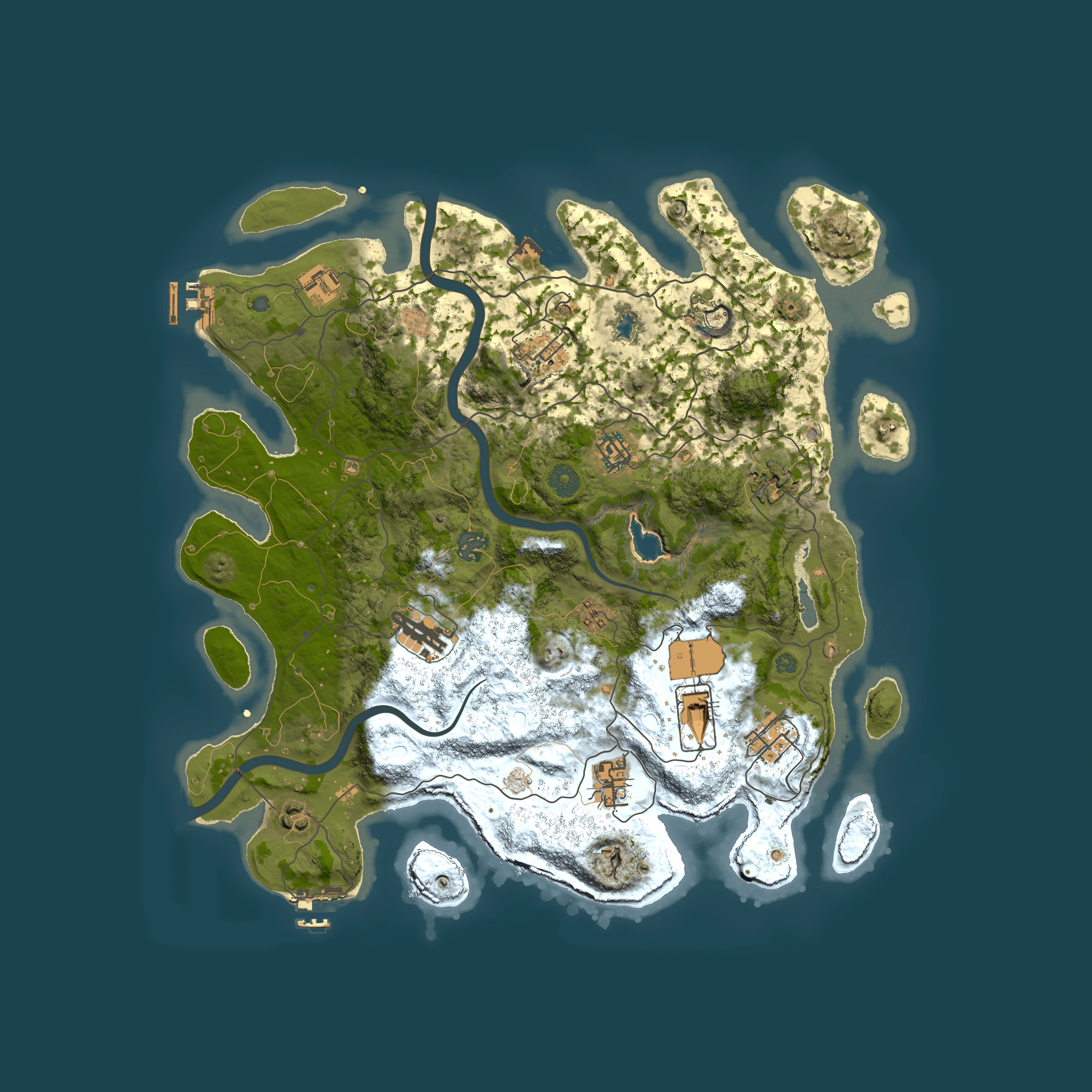 Full top-down render of Rust map seed 405974698, 4000x4000m