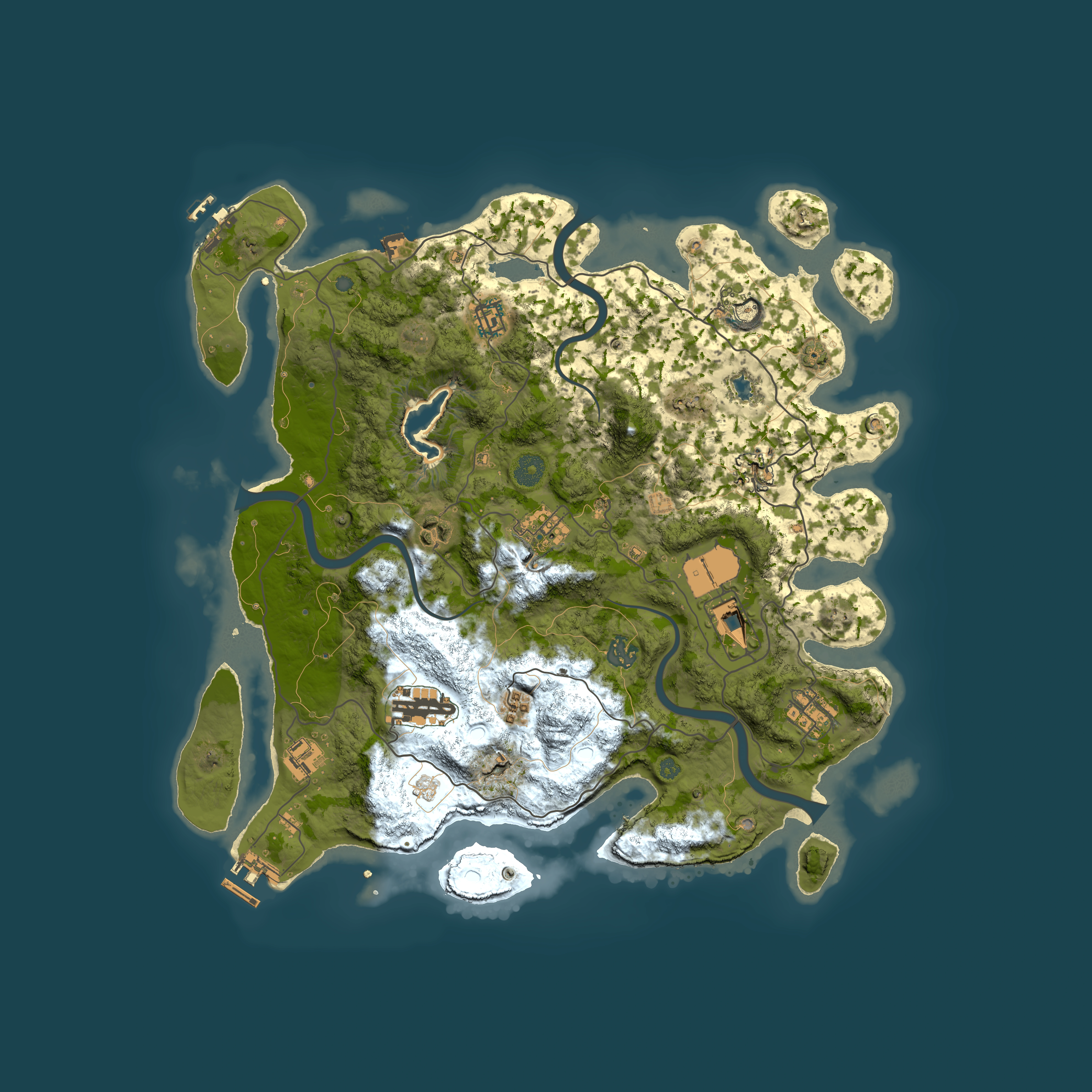 Full top-down render of Rust map seed 1056441063, 4000x4000m