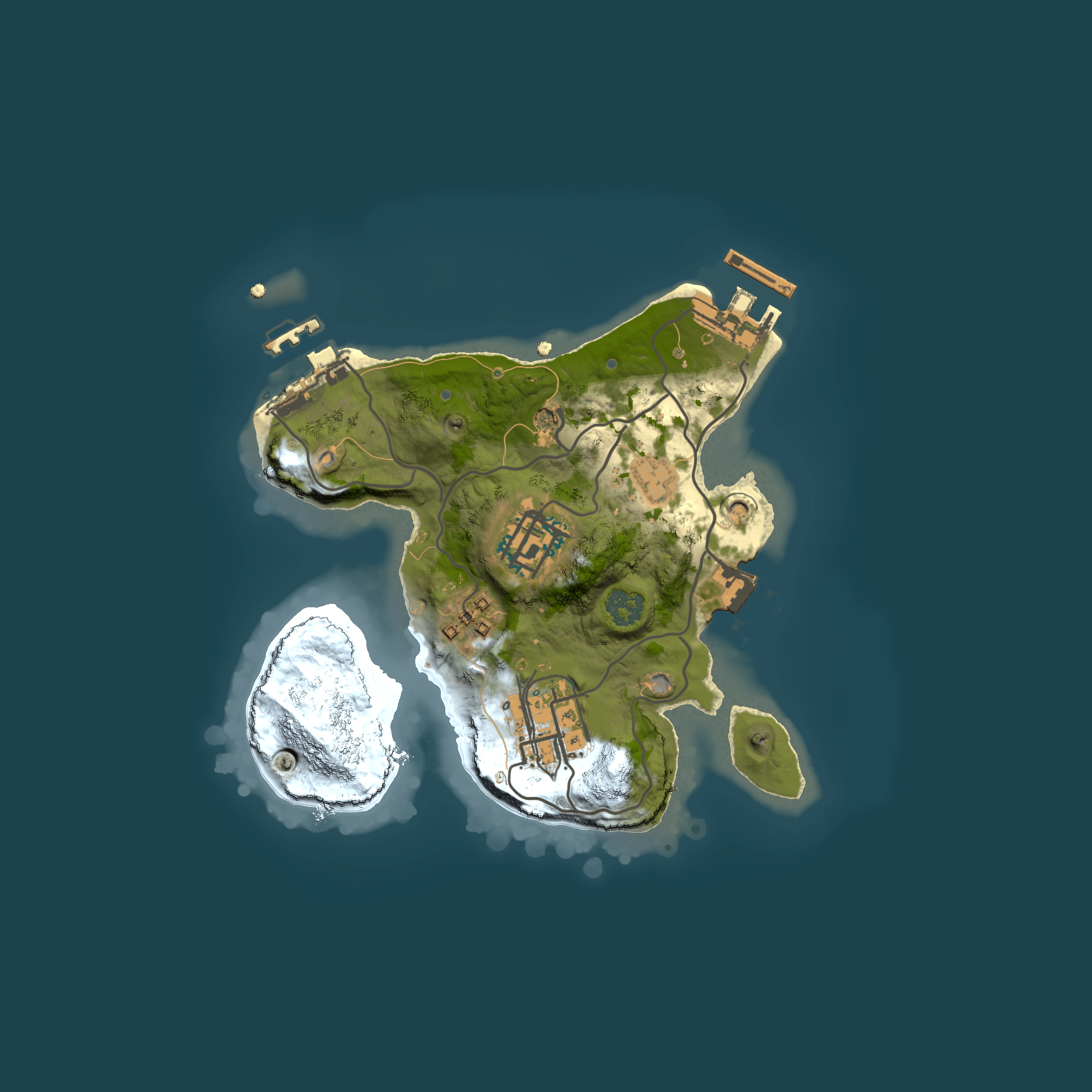 Full top-down render of Rust map seed 258151804, 2000x2000m