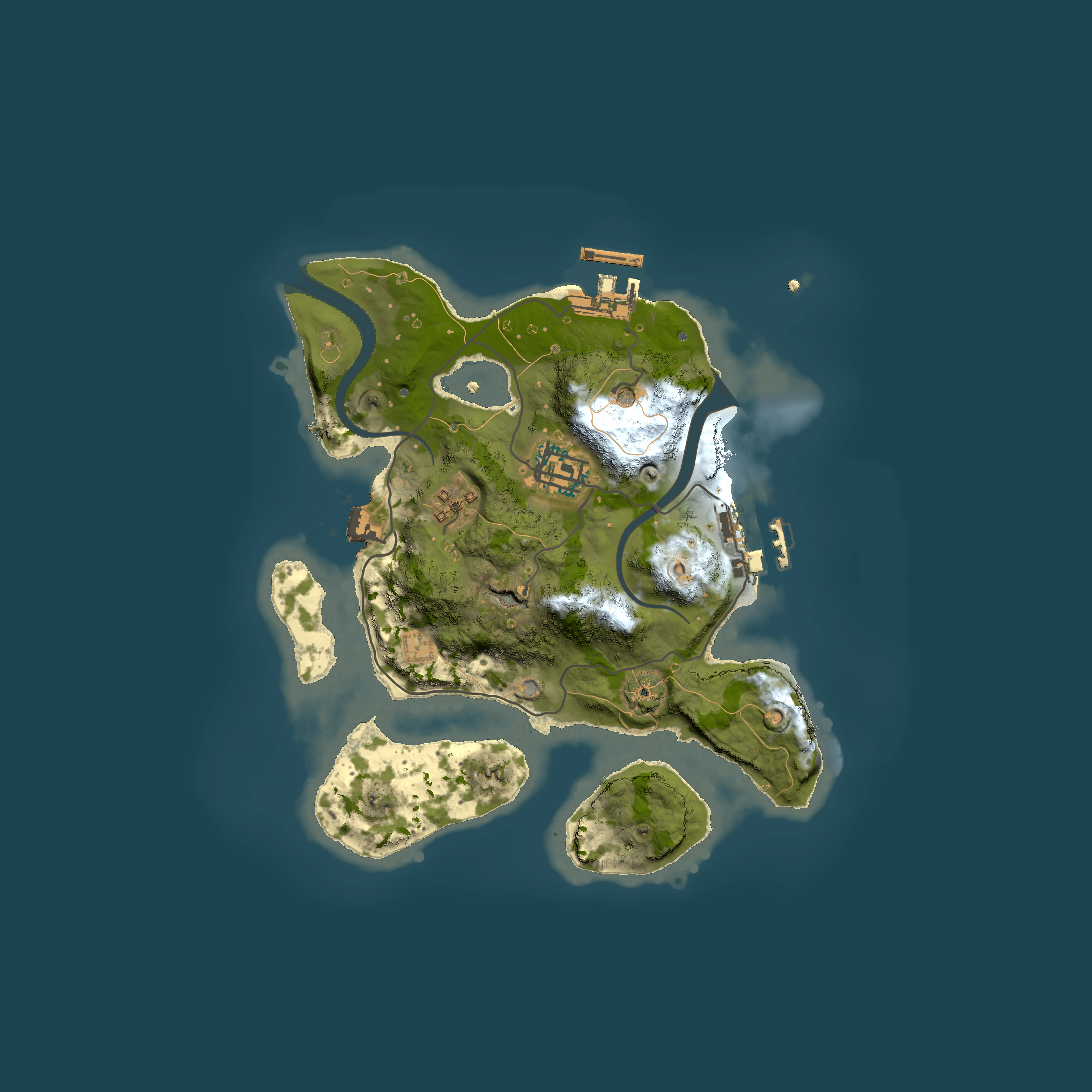 Full top-down render of Rust map seed 405560127, 2500x2500m