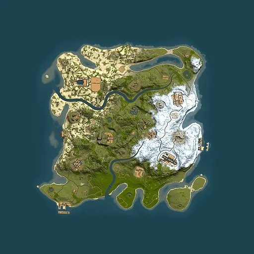 Rust map seed 1438284022, 3500x3500m top-down preview