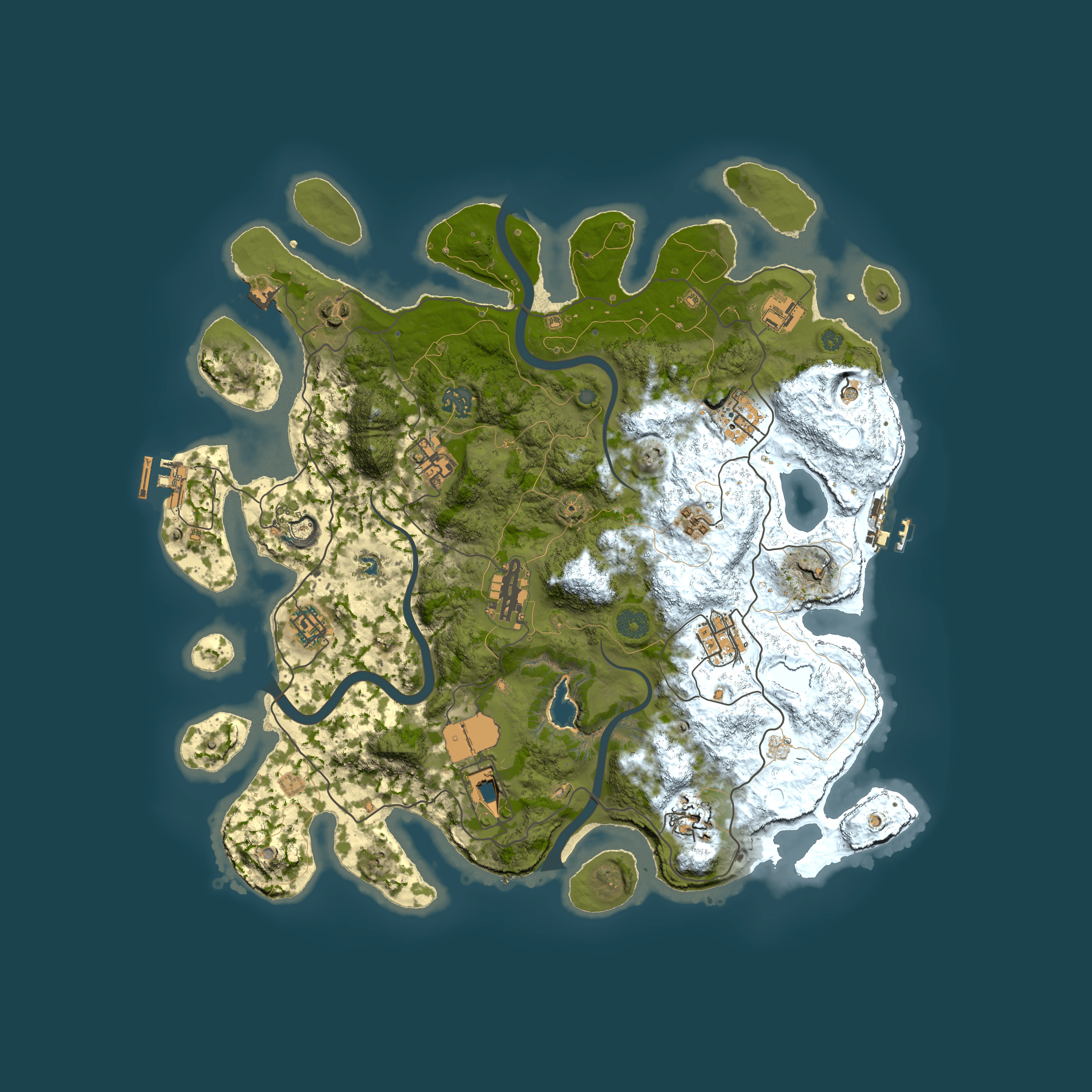 Full top-down render of Rust map seed 379031414, 4000x4000m