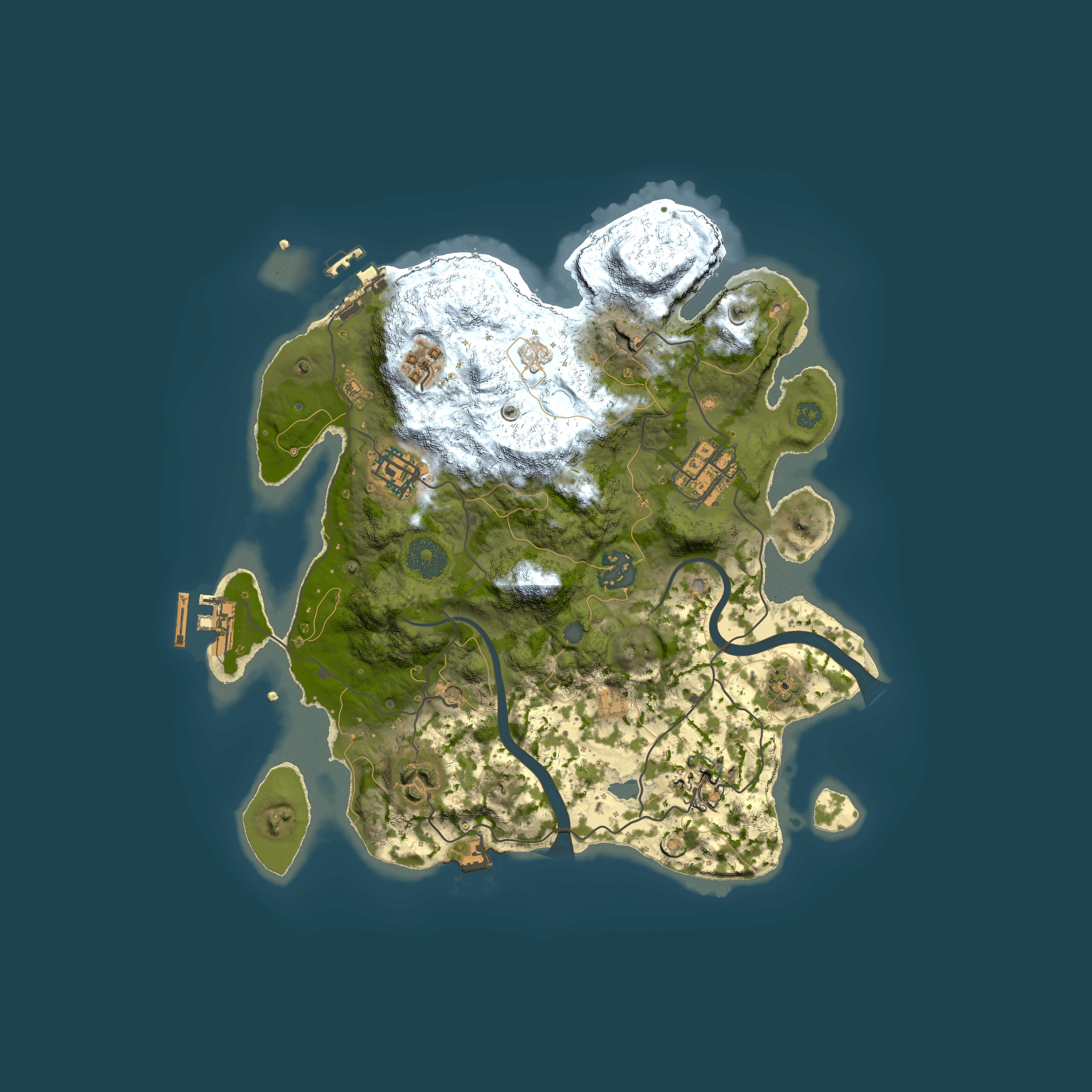 Full top-down render of Rust map seed 1526545814, 3000x3000m