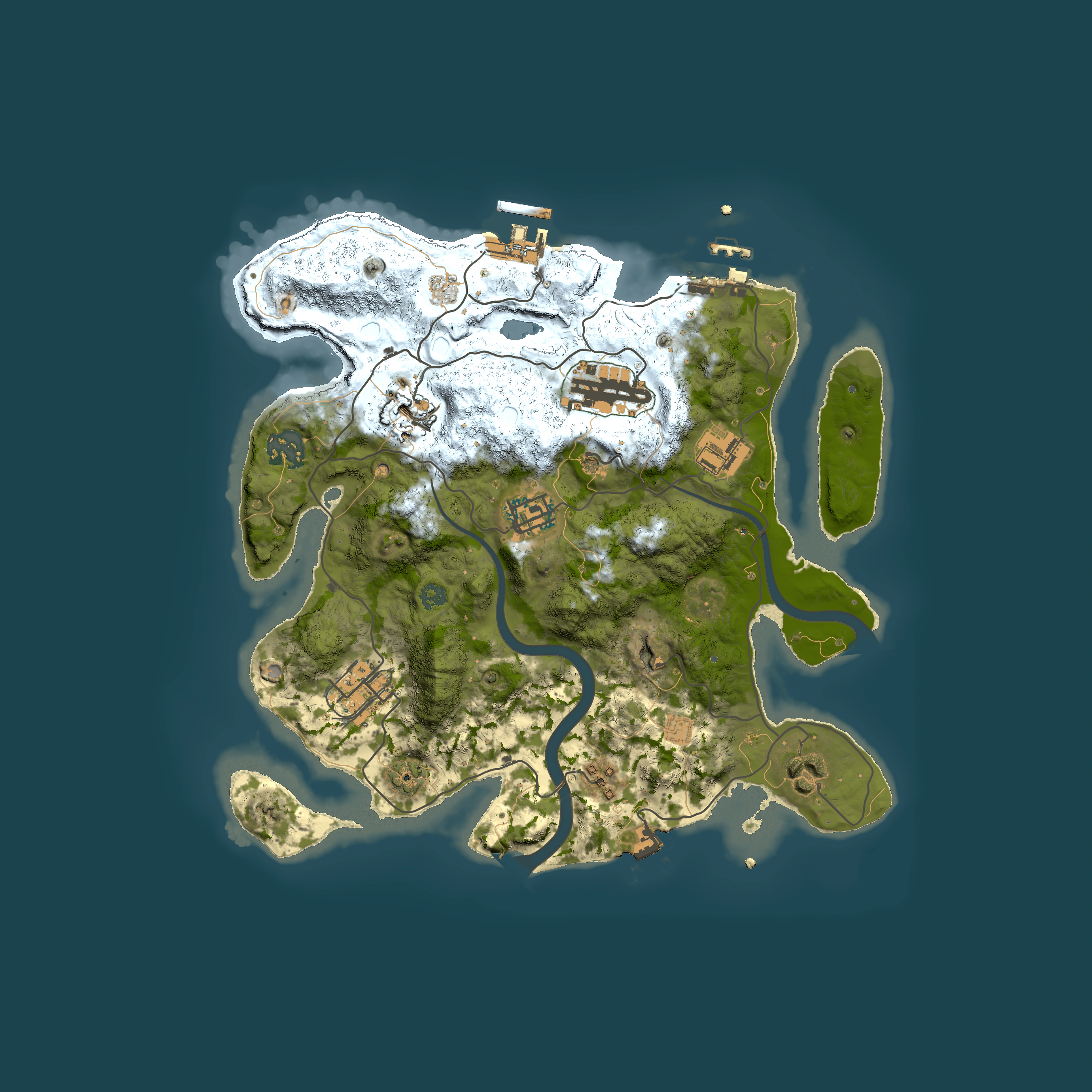 Full top-down render of Rust map seed 1067028190, 3000x3000m